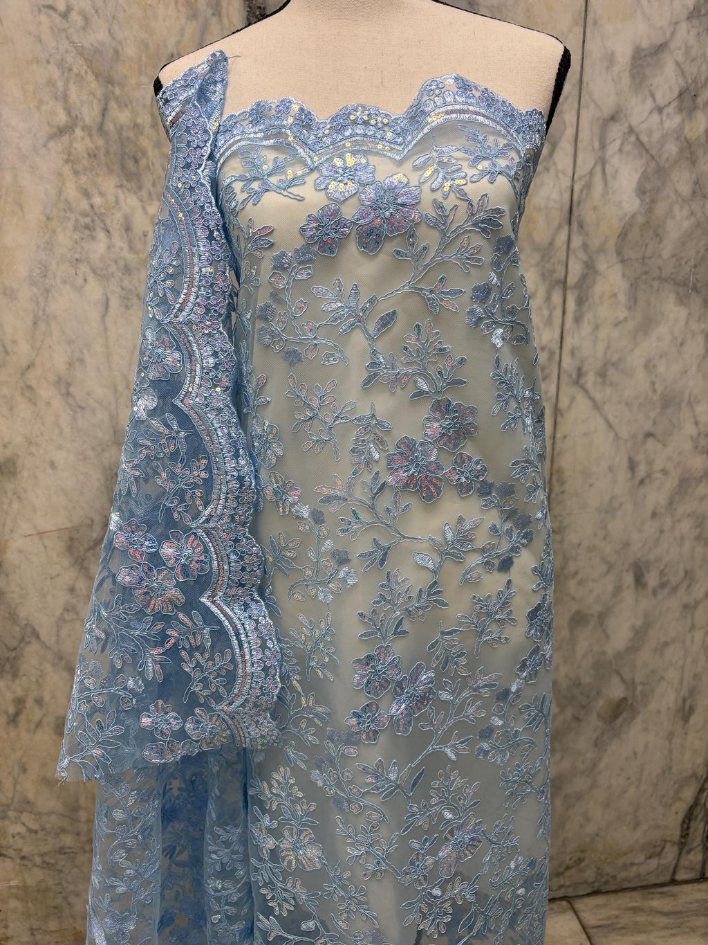 Lace Fabric - Blue - 49/50" Width - 1026 B