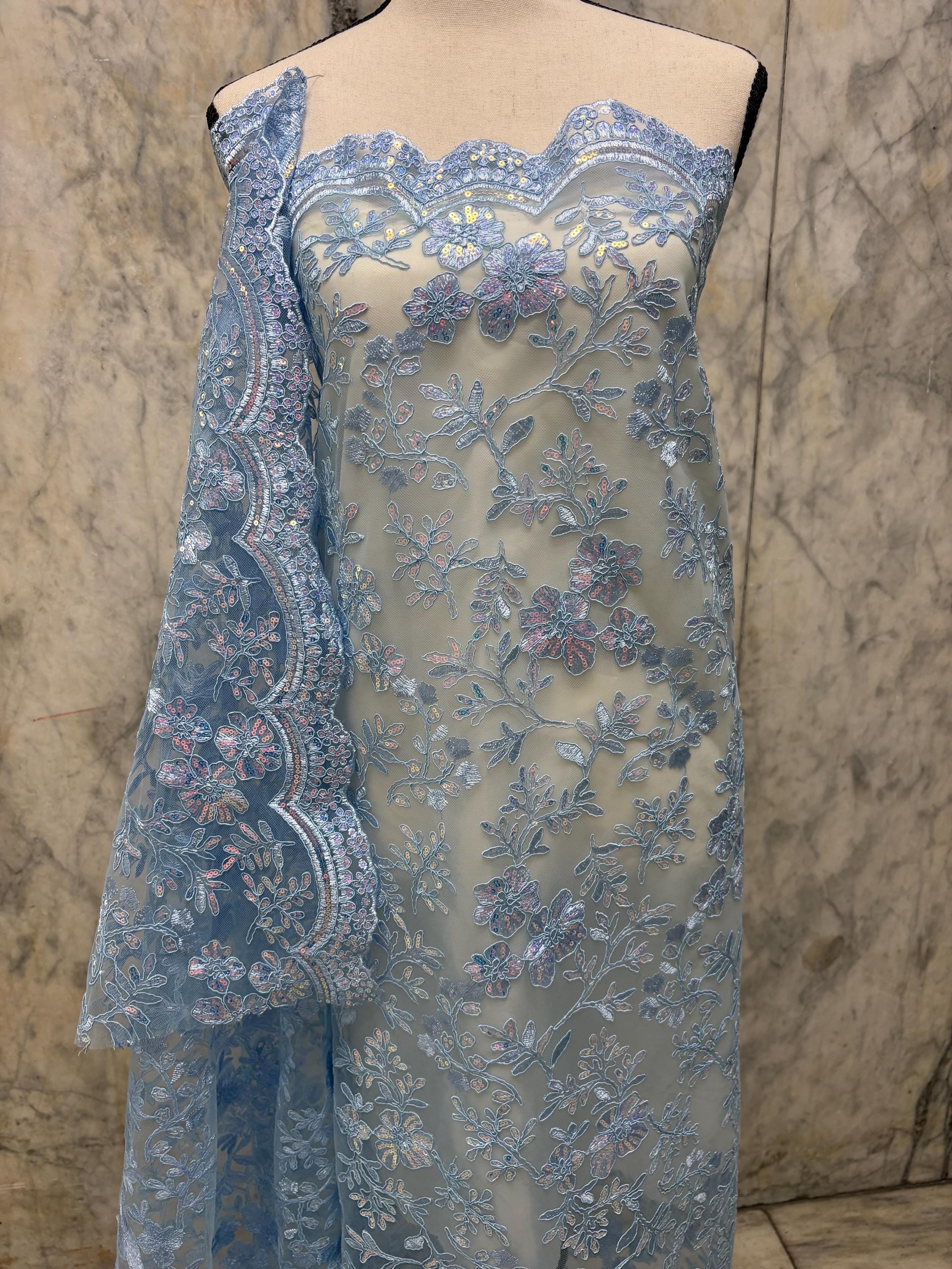 Lace Fabric - Blue - 49/50" Width - 1026 B