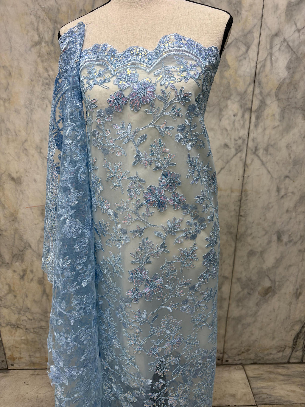 Lace Fabric - Blue - 49/50" Width - 1026 B