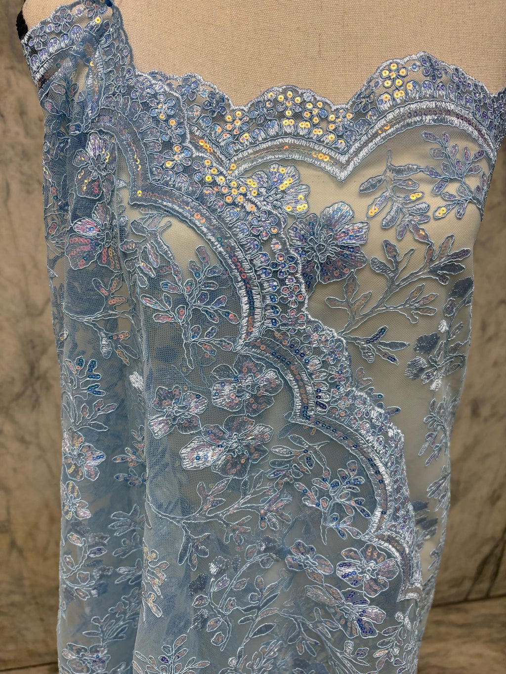 Lace Fabric - Blue - 49/50" Width - 1026 B