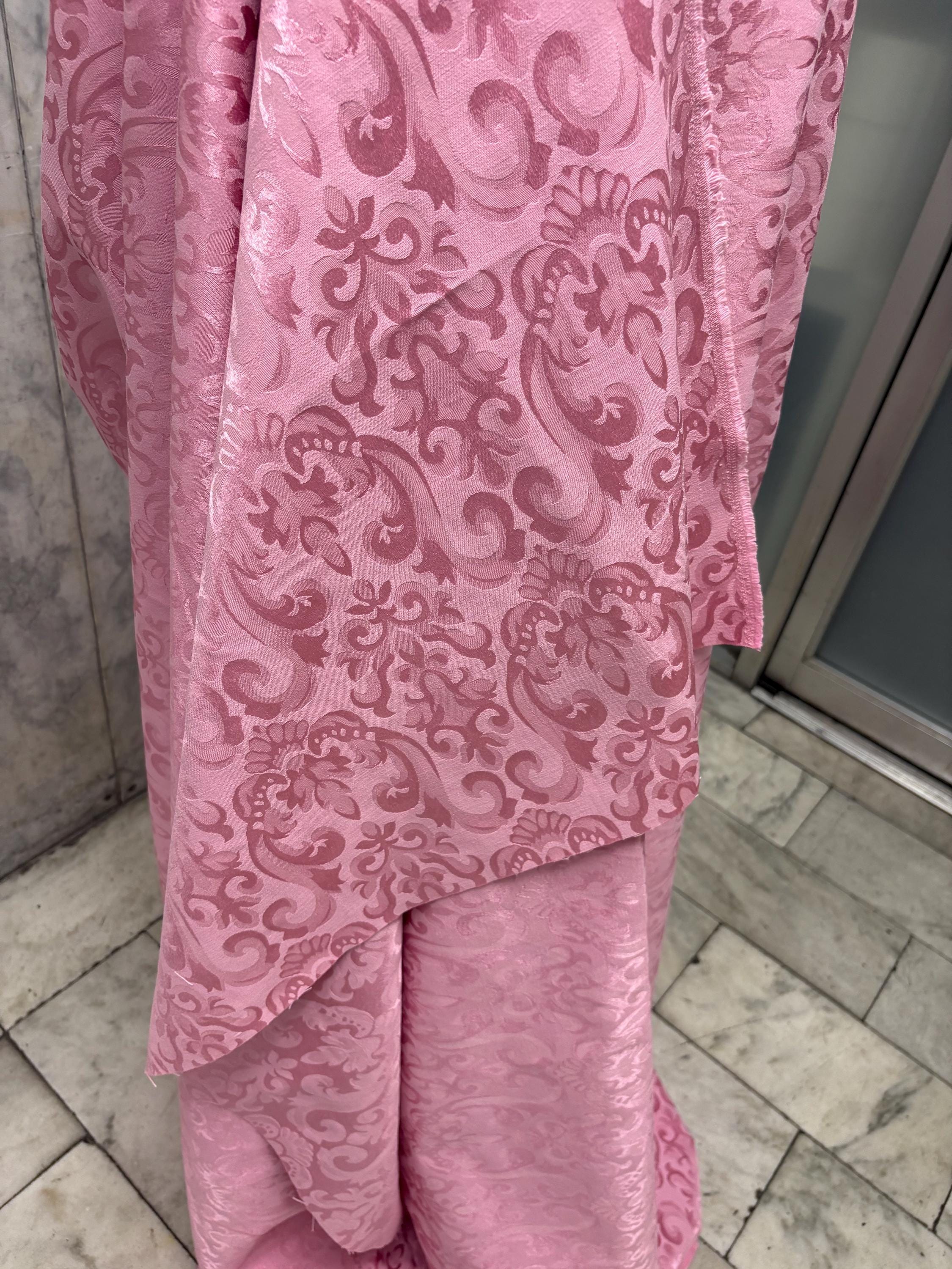 Damask fabric - Dusty Rose - Poly Cotton - 58" Width - Free Sample