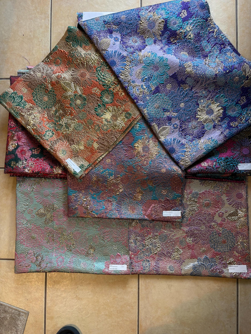 Metallic brocade fabric - multi colors - 56" Width - Ref. Design J5815