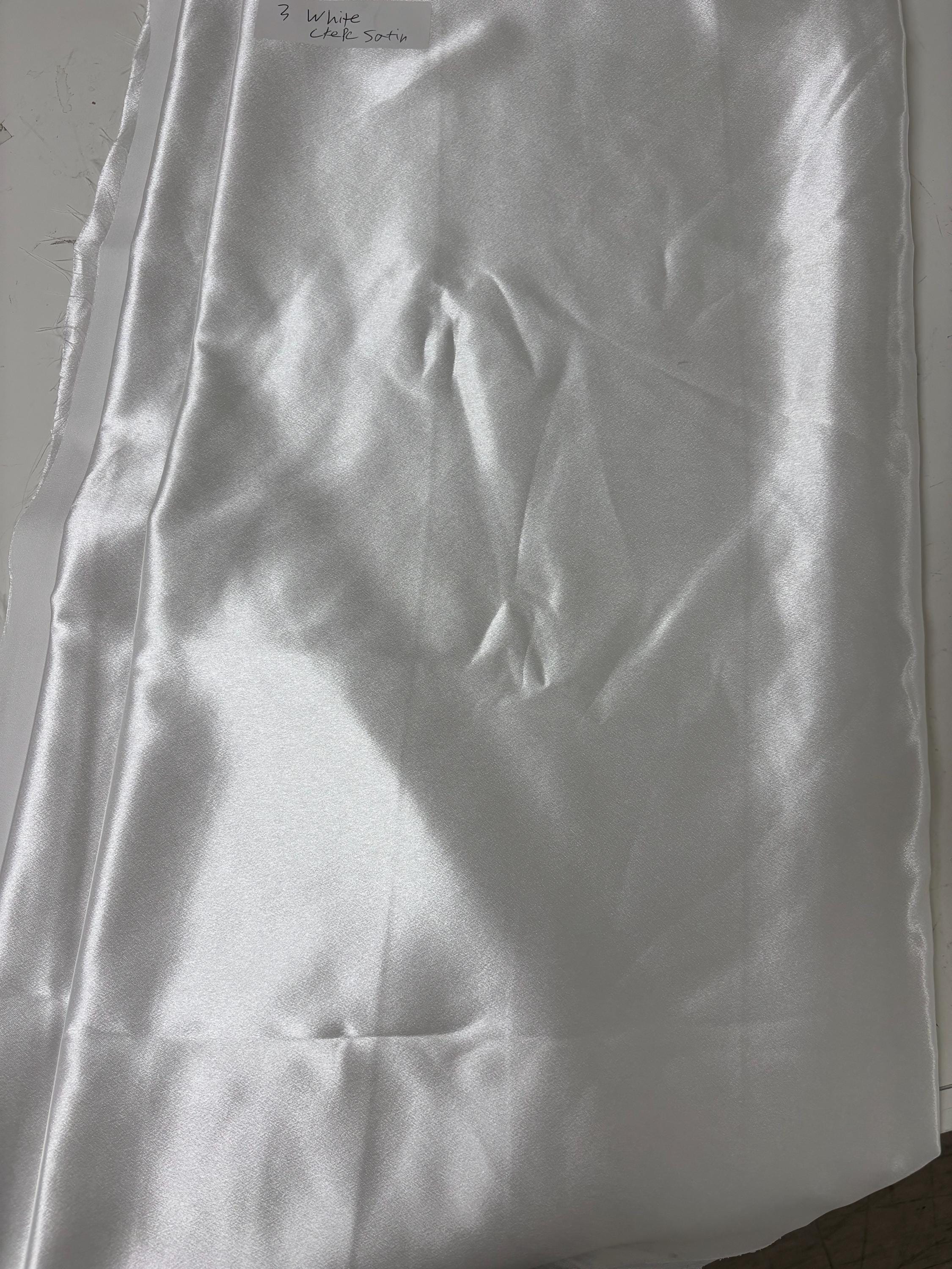 A 3 yards cut crepe back satin Fabric - White - 58" Width