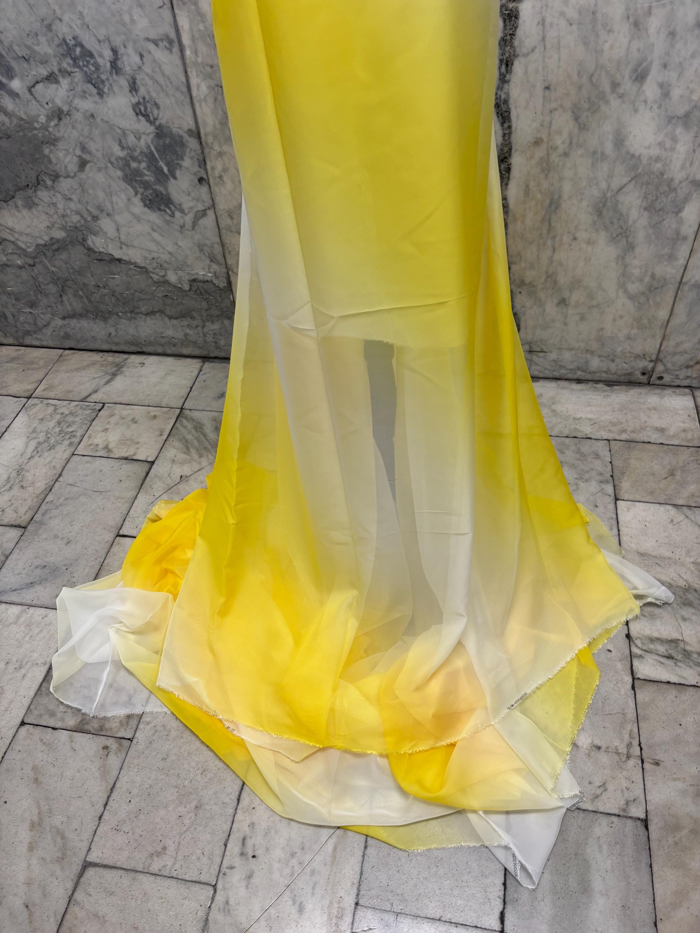 Chiffon Fabric - design Shaded Ivory/ Yellow - 58" Width