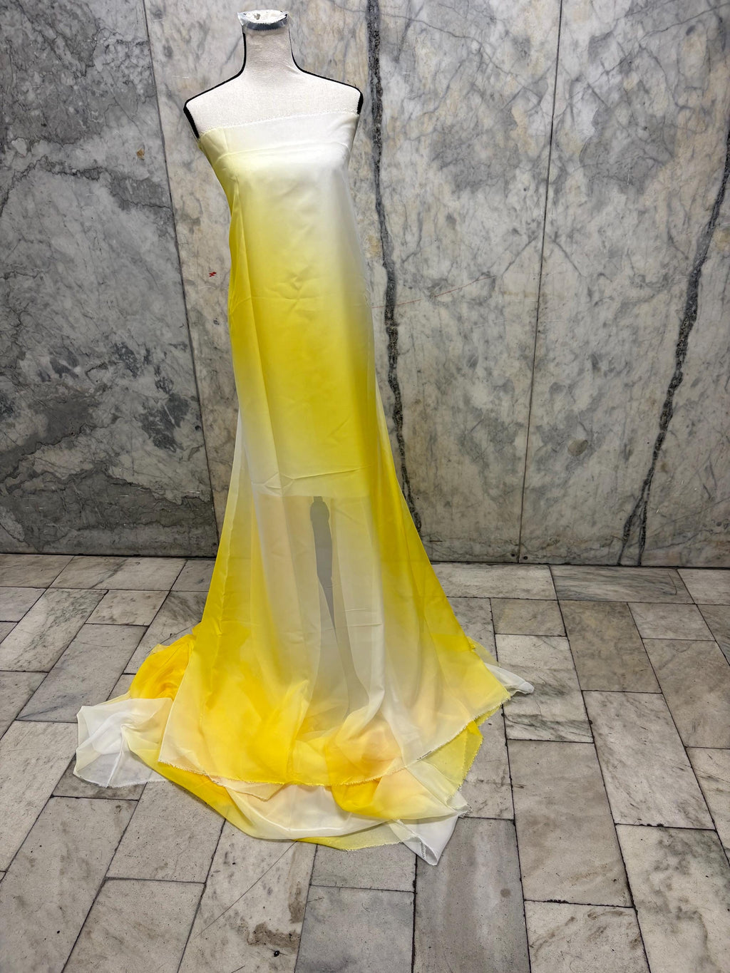 Chiffon Fabric - design Shaded Ivory/ Yellow - 58" Width