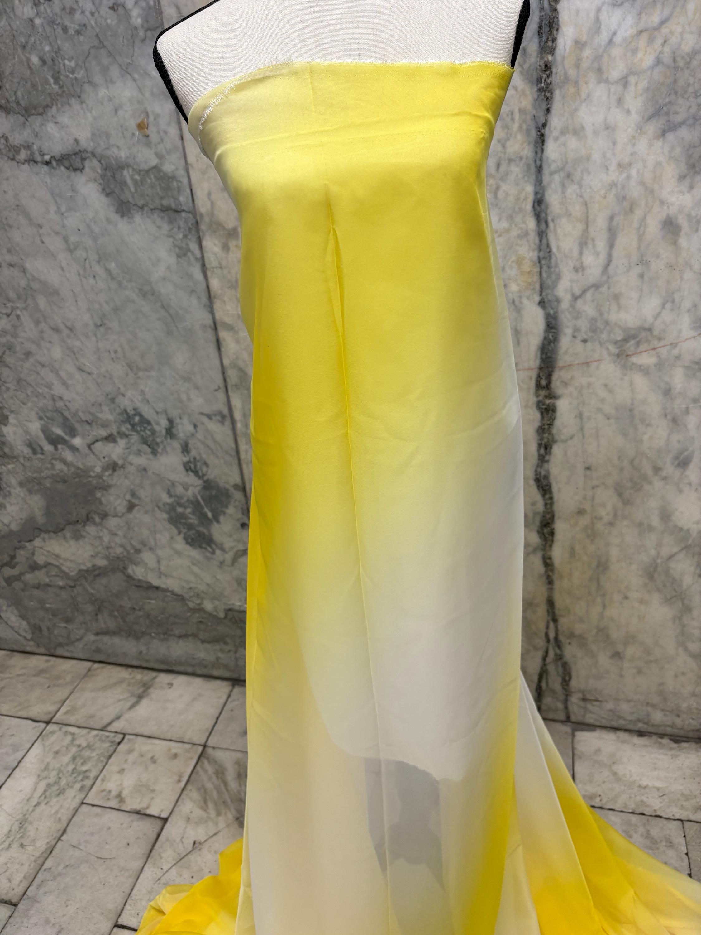 Chiffon Fabric - design Shaded Ivory/ Yellow - 58" Width