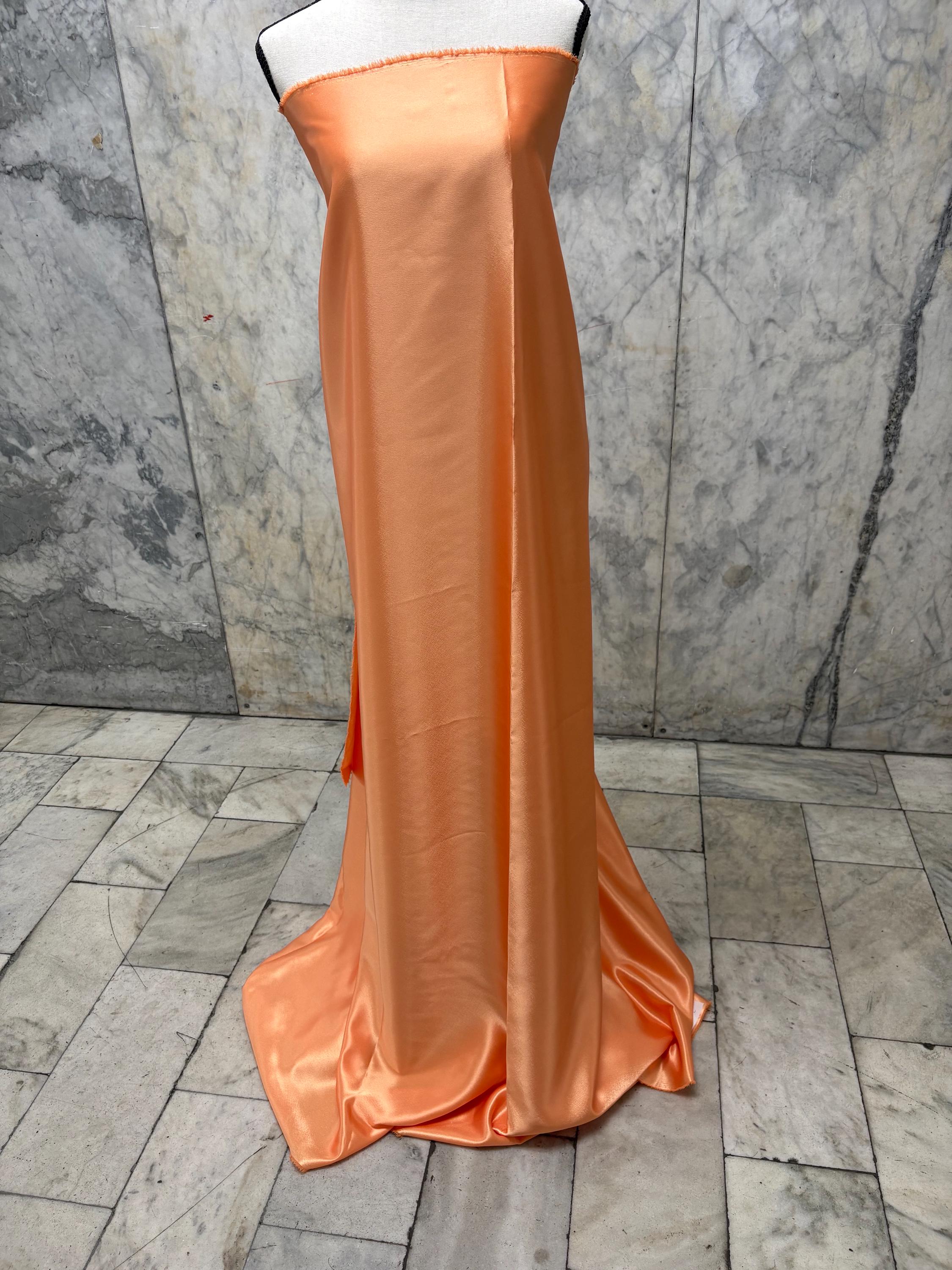 A 3 yards cut Crepe back satin fabric - Light Orange - 58" Width