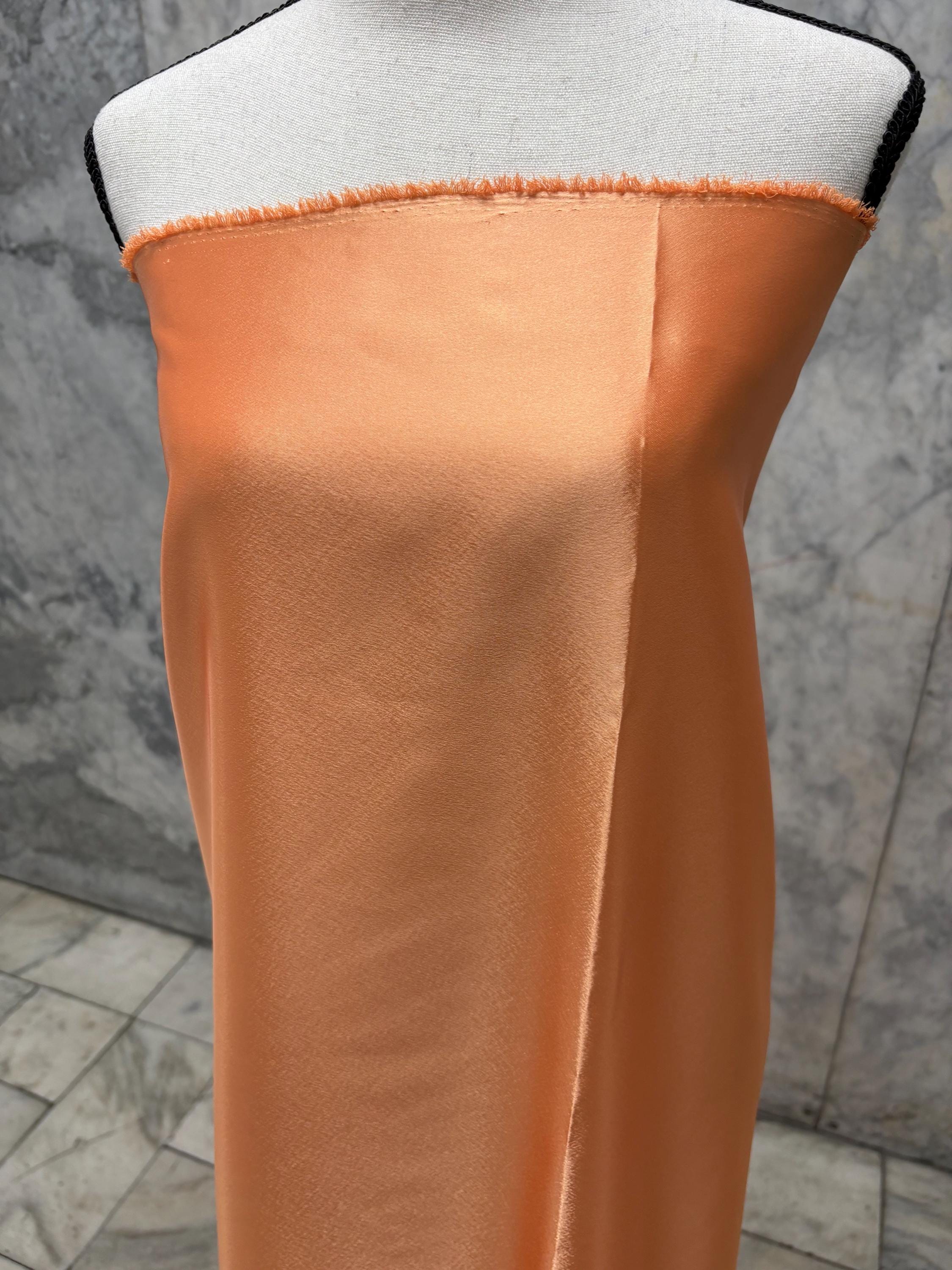 A 3 yards cut Crepe back satin fabric - Light Orange - 58" Width
