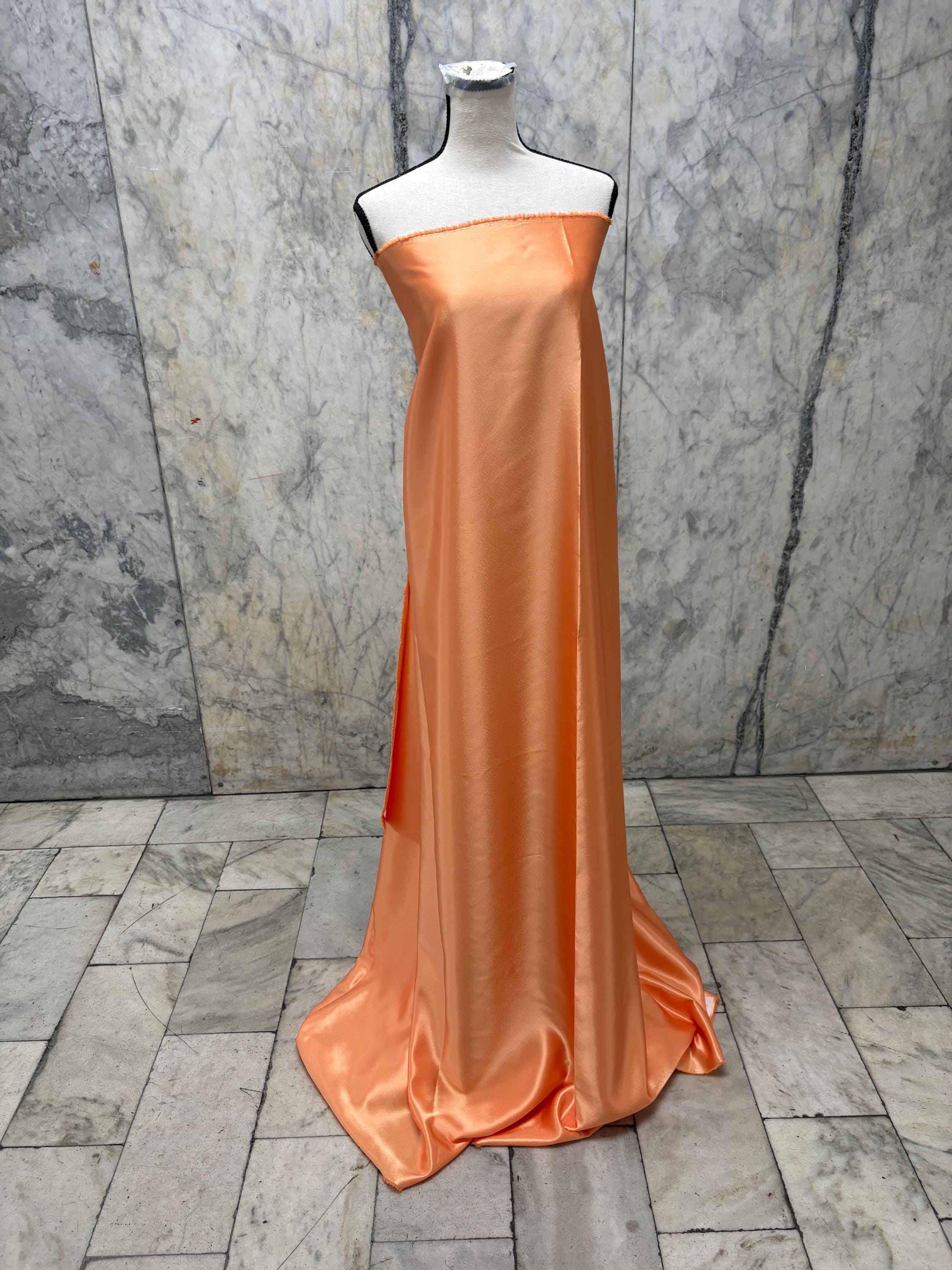 A 3 yards cut Crepe back satin fabric - Light Orange - 58" Width