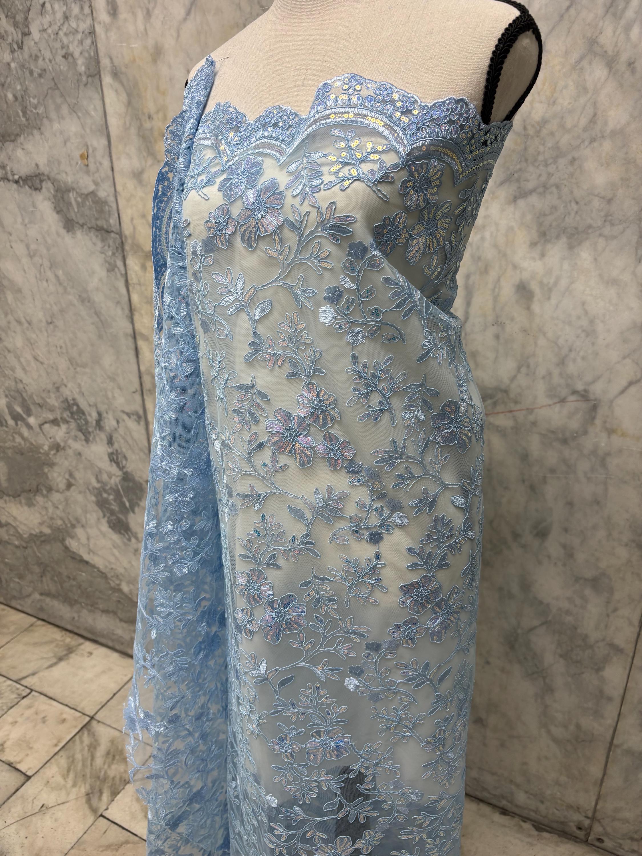 Lace Fabric - Blue - 49/50" Width - 1026 B