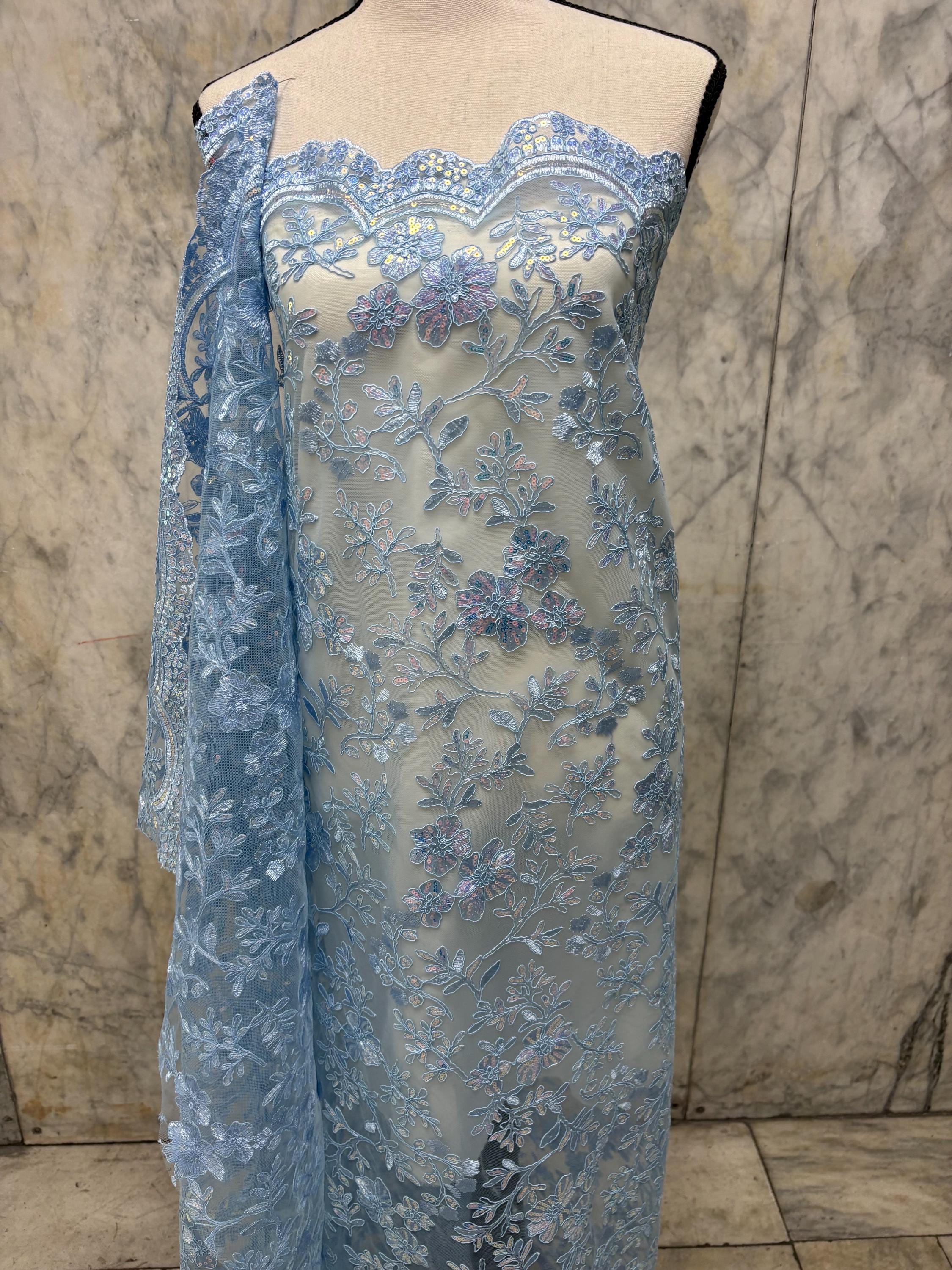 Lace Fabric - Blue - 49/50" Width - 1026 B