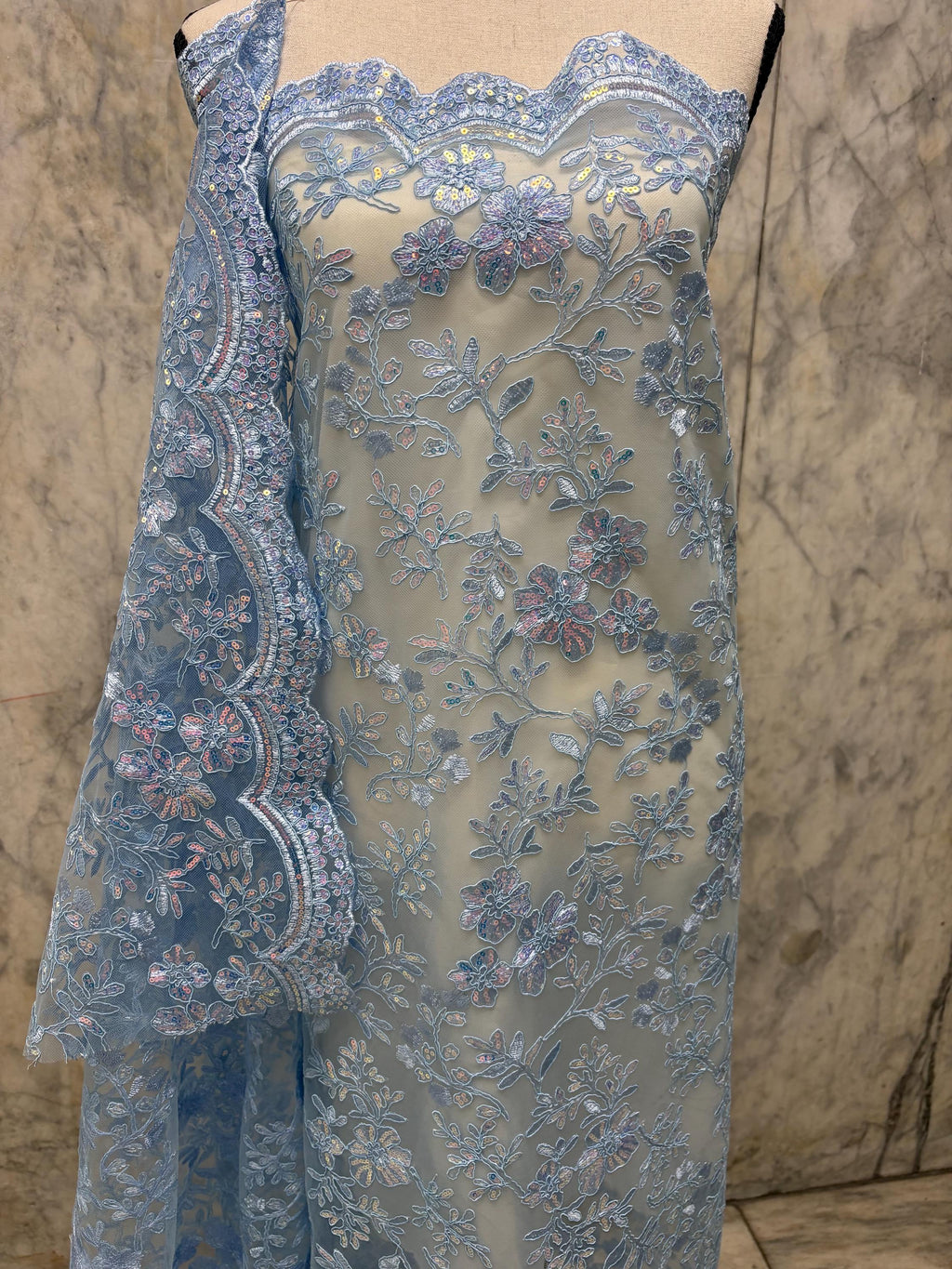 Lace Fabric - Blue - 49/50" Width - 1026 B