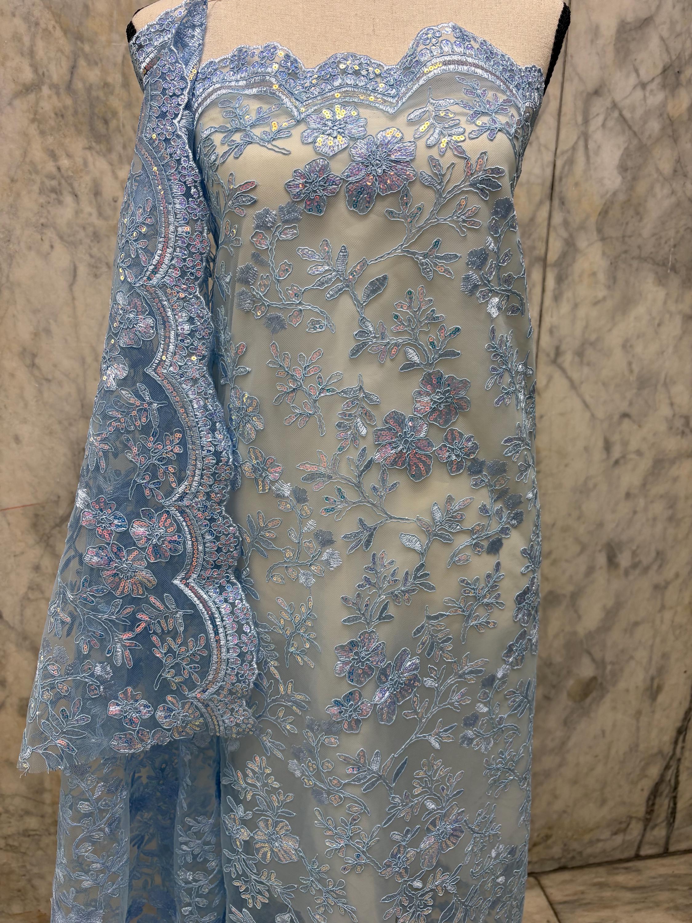 Lace Fabric - Blue - 49/50" Width - 1026 B