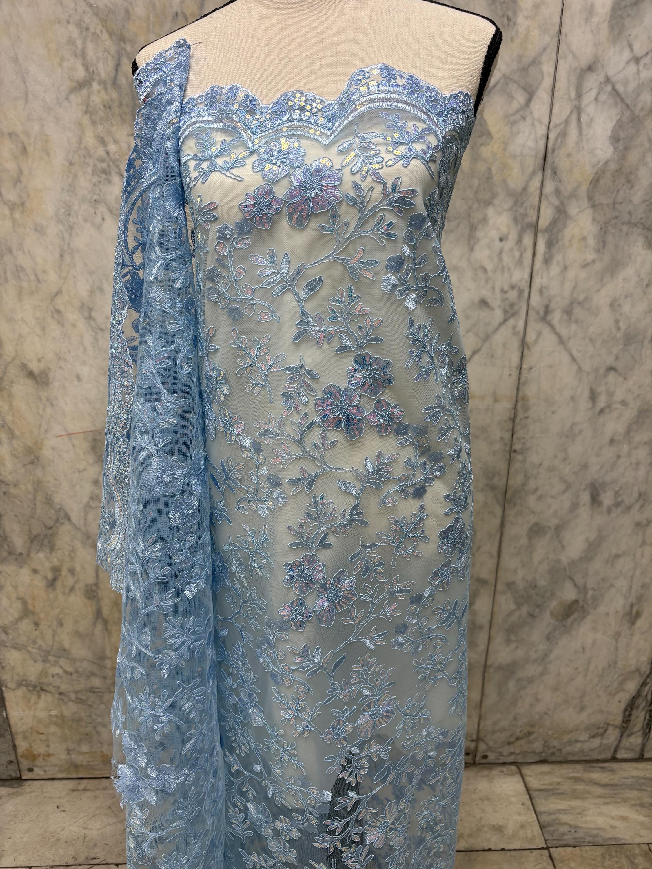 Lace Fabric - Blue - 49/50" Width - 1026 B