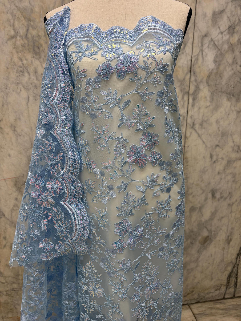 Lace Fabric - Blue - 49/50" Width - 1026 B