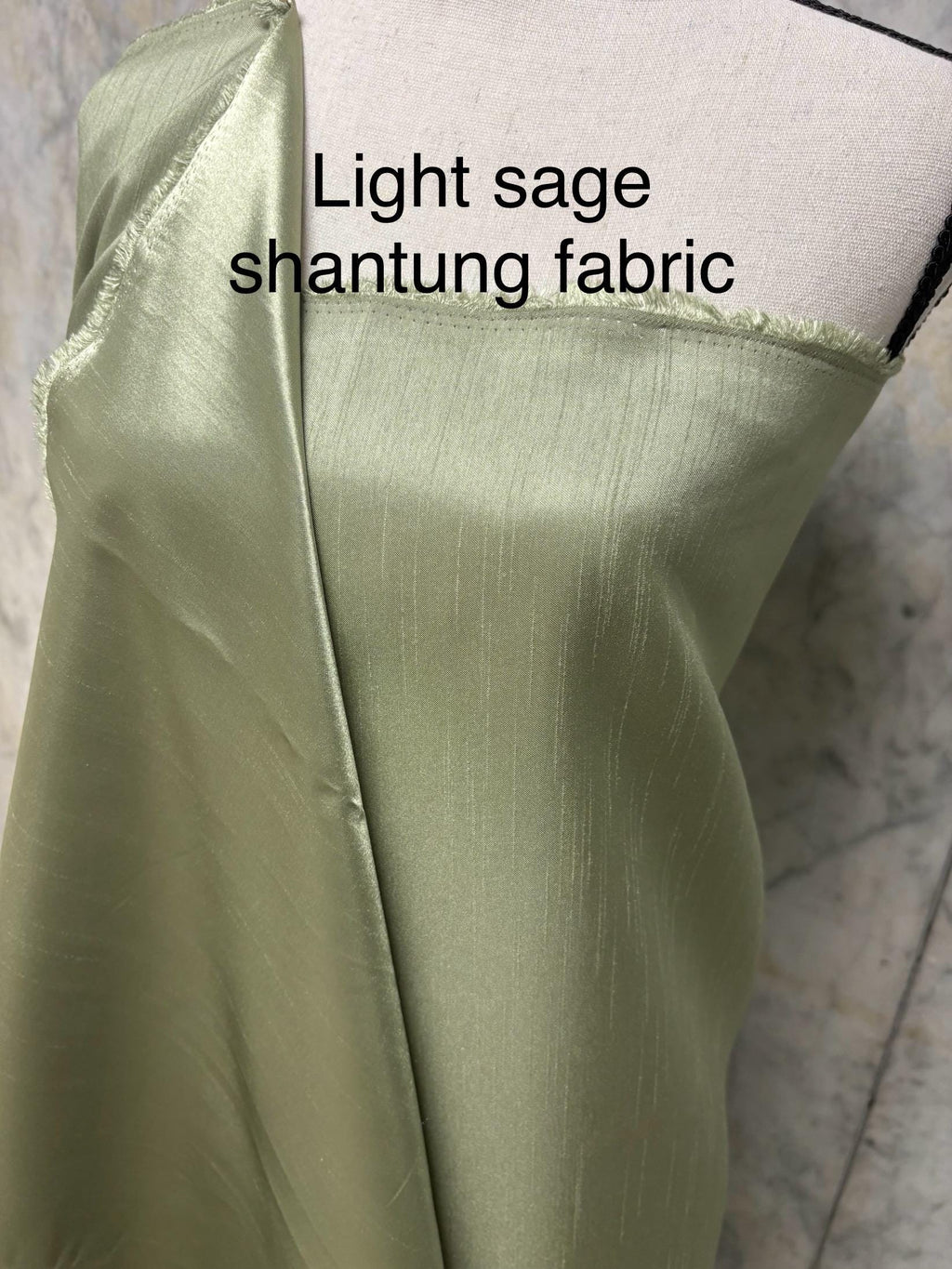 2 1/2 yards Satin Shantung Fabric - Light sage - 58" width.