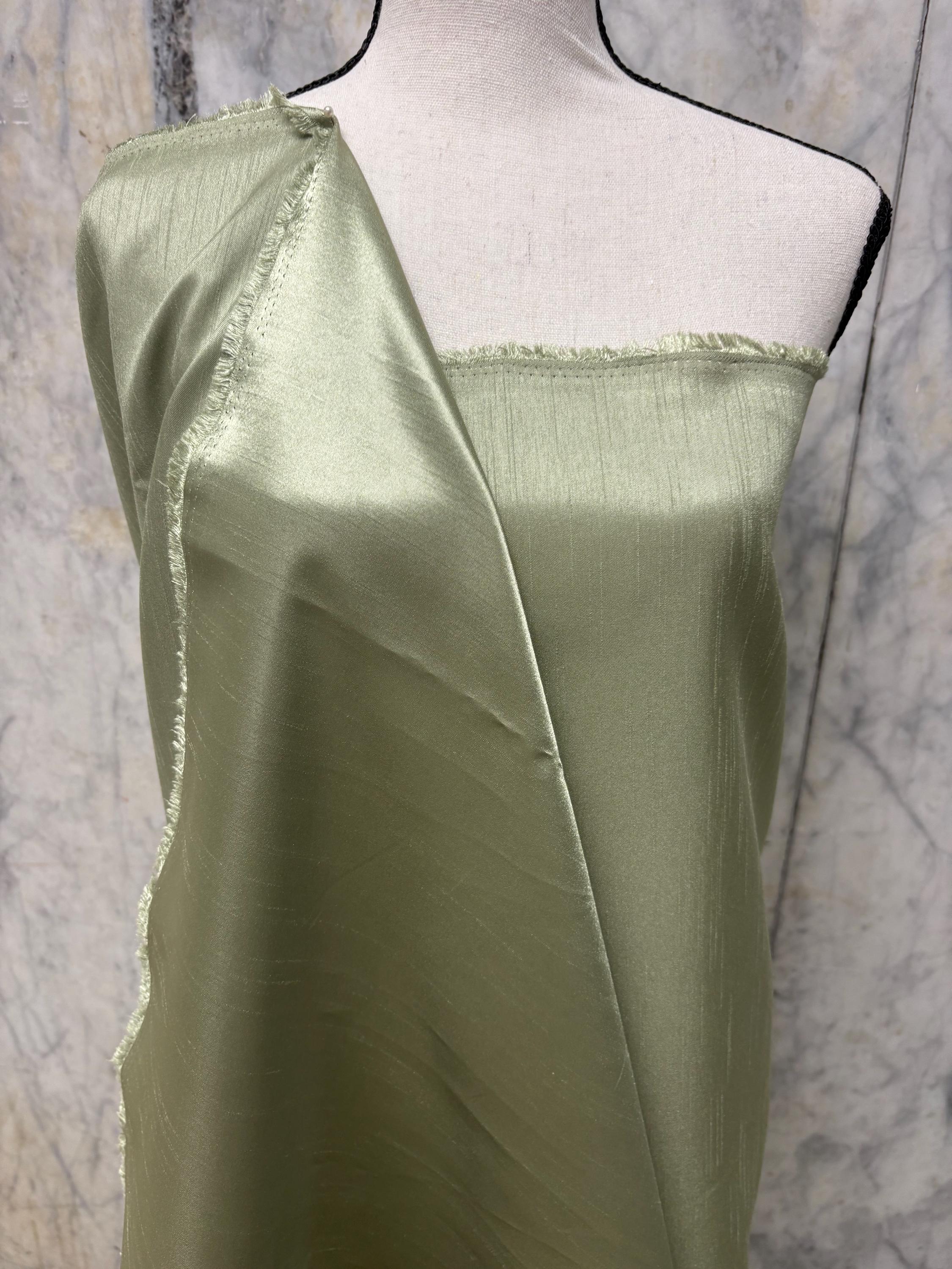 2 1/2 yards Satin Shantung Fabric - Light sage - 58" width.