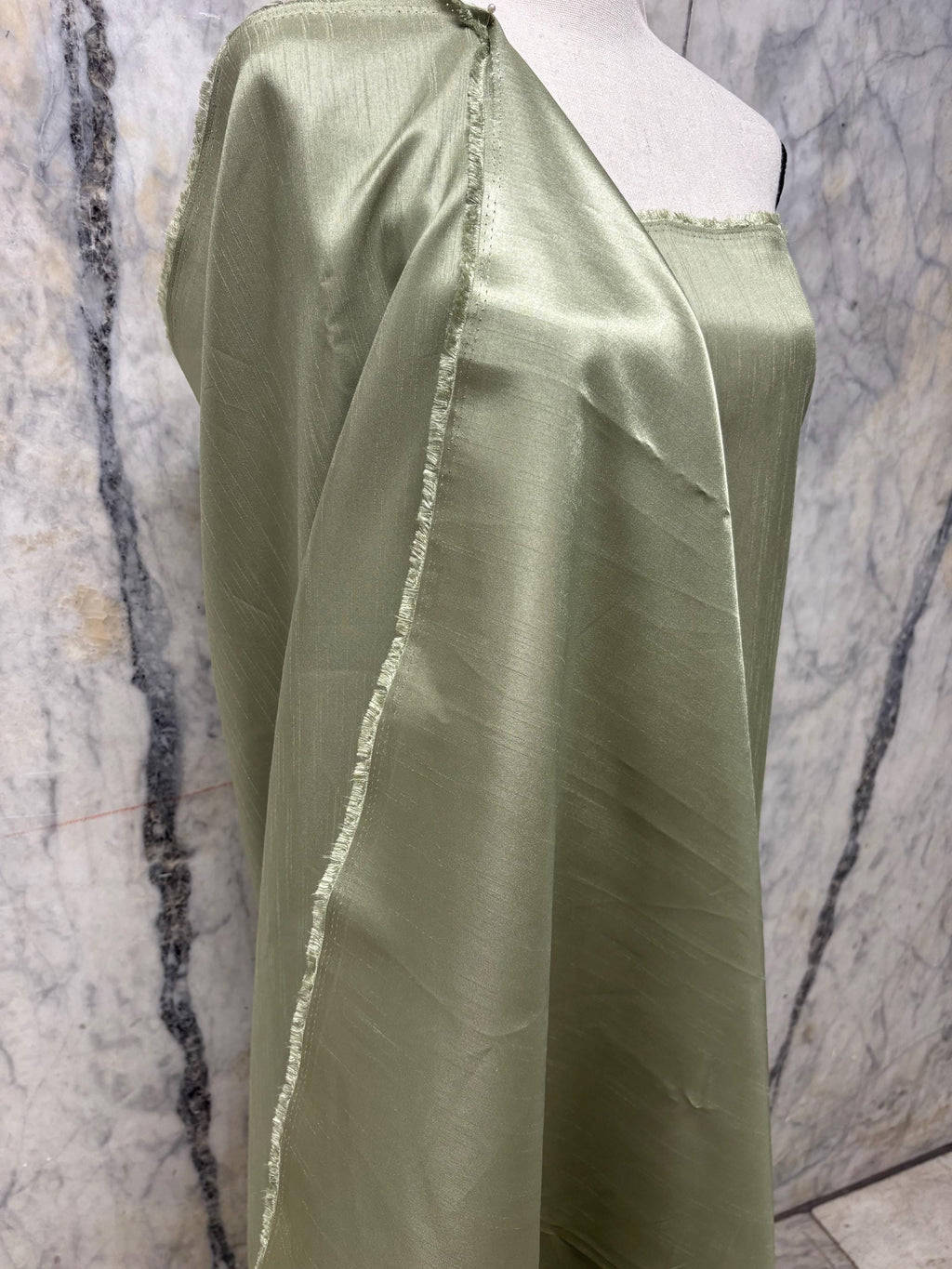 2 1/2 yards Satin Shantung Fabric - Light sage - 58" width.