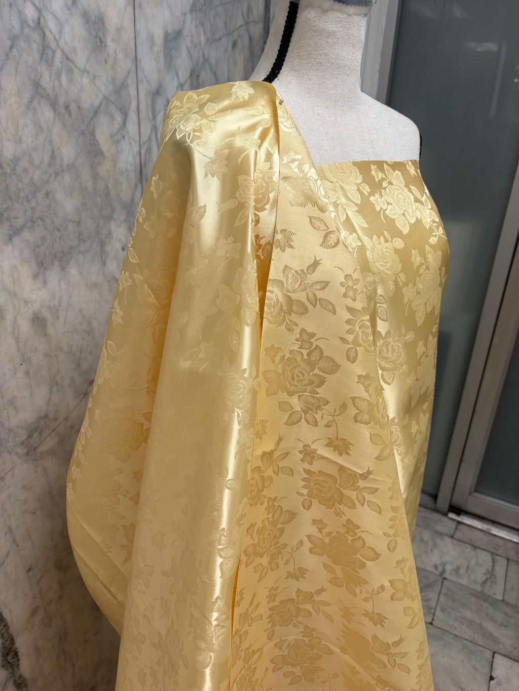 2 Yards Satin Jacquard Fabric - Gold - 58" width