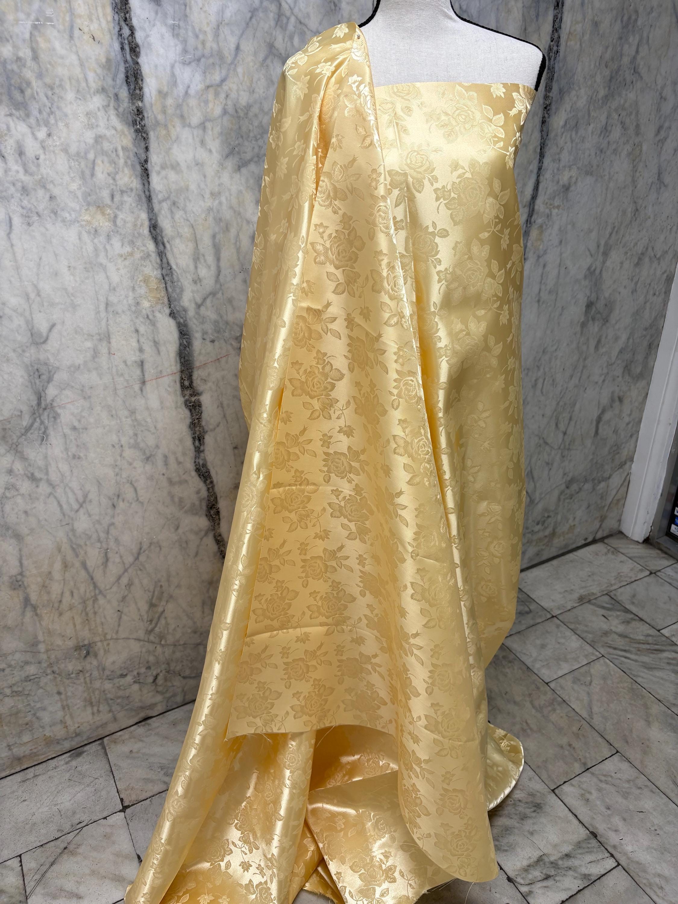 2 Yards Poly Satin Jacquard Fabric - Gold - 58" width