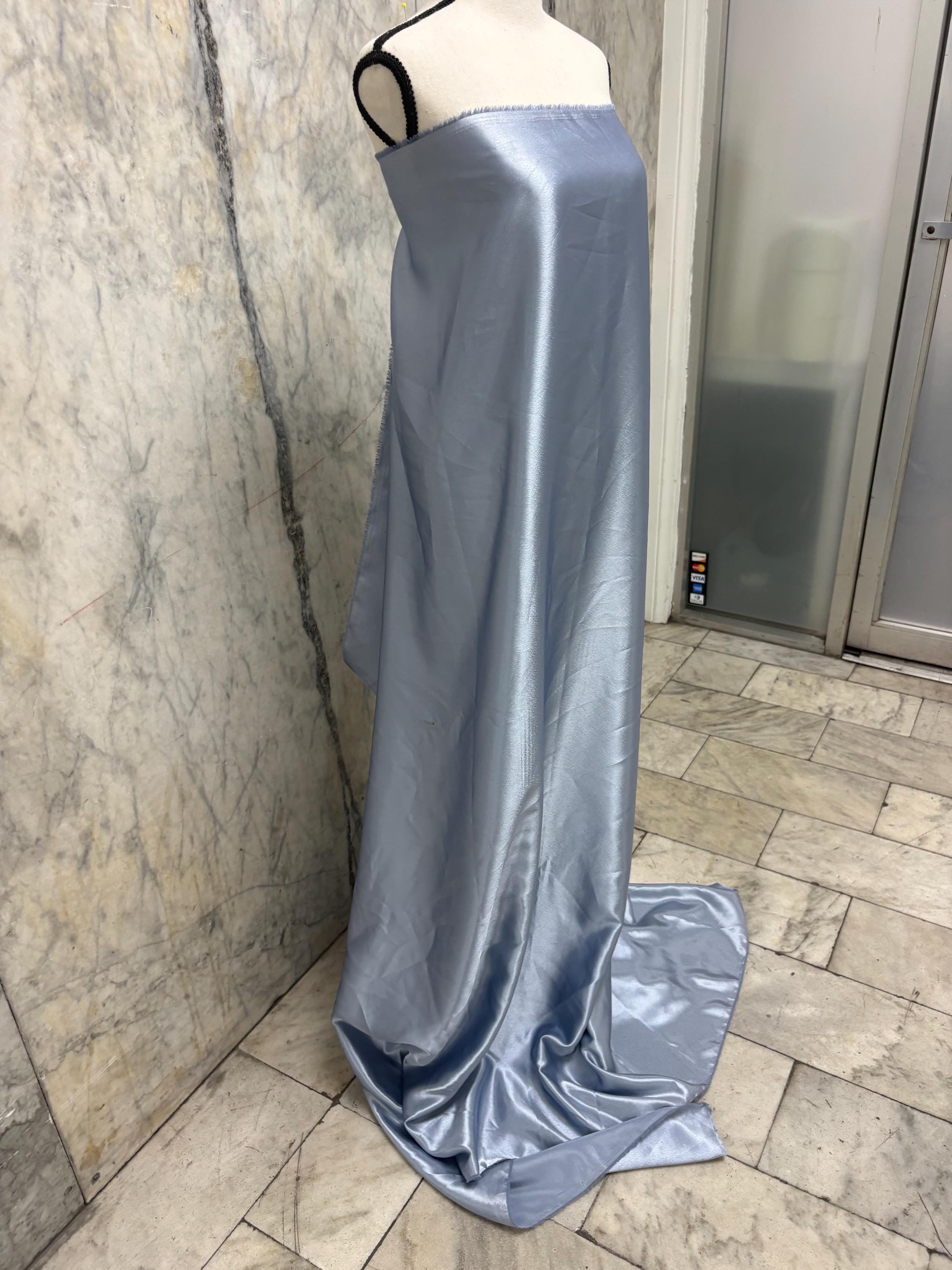 2 1/4 Yards Crepe Back Satin fabric - Slate Blue - 58" Width
