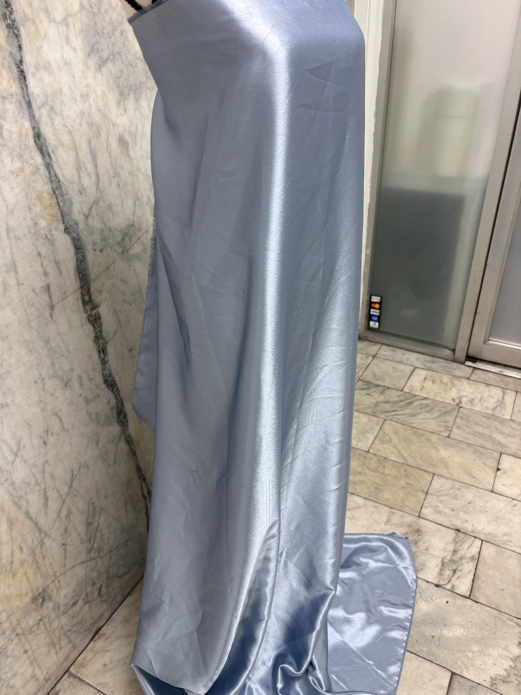 2 1/4 Yards Crepe Back Satin fabric - Slate Blue - 58" Width
