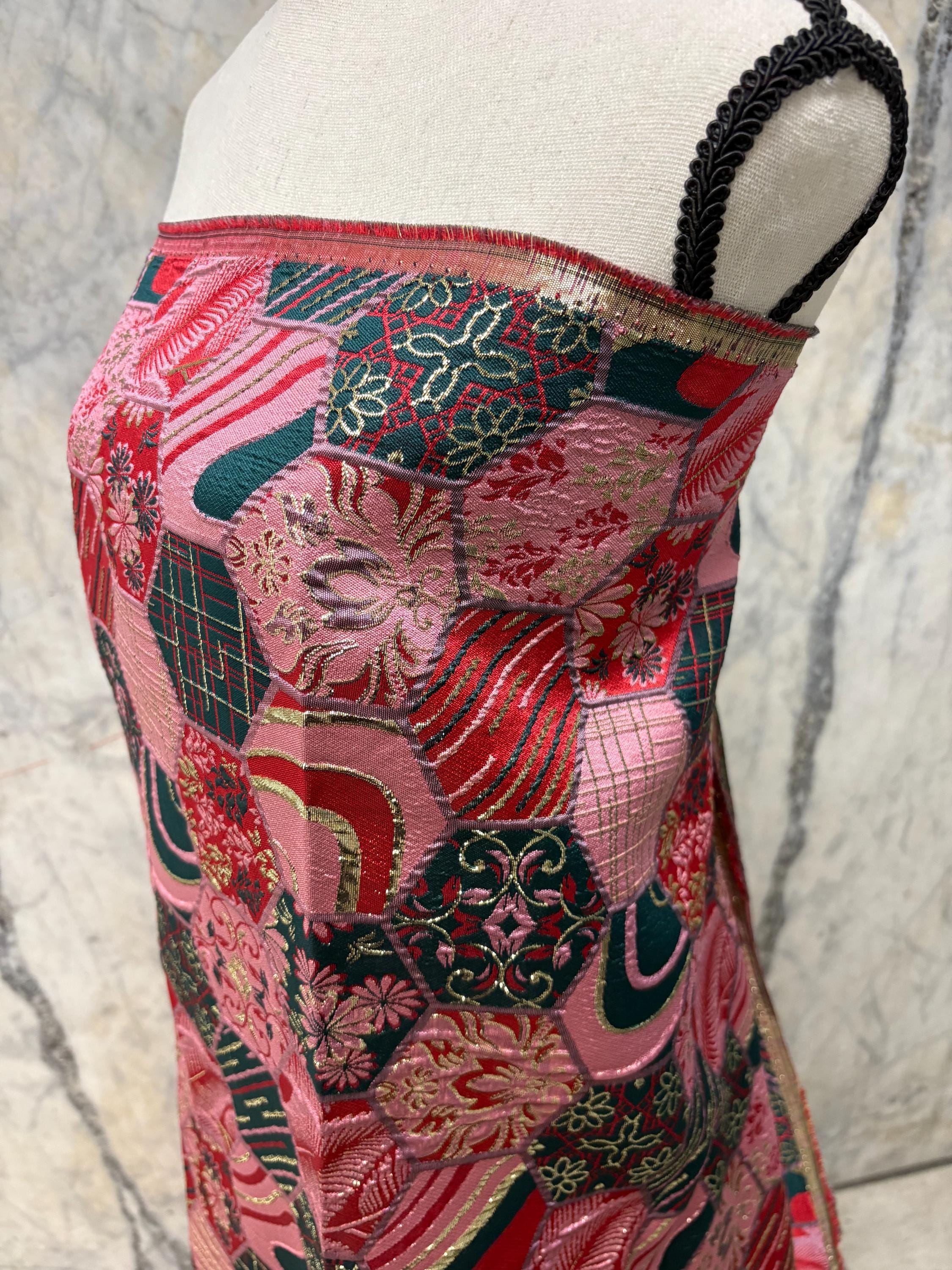 3 Yards Metallic Jacquard Brocade Fabric - Red - 56" Width