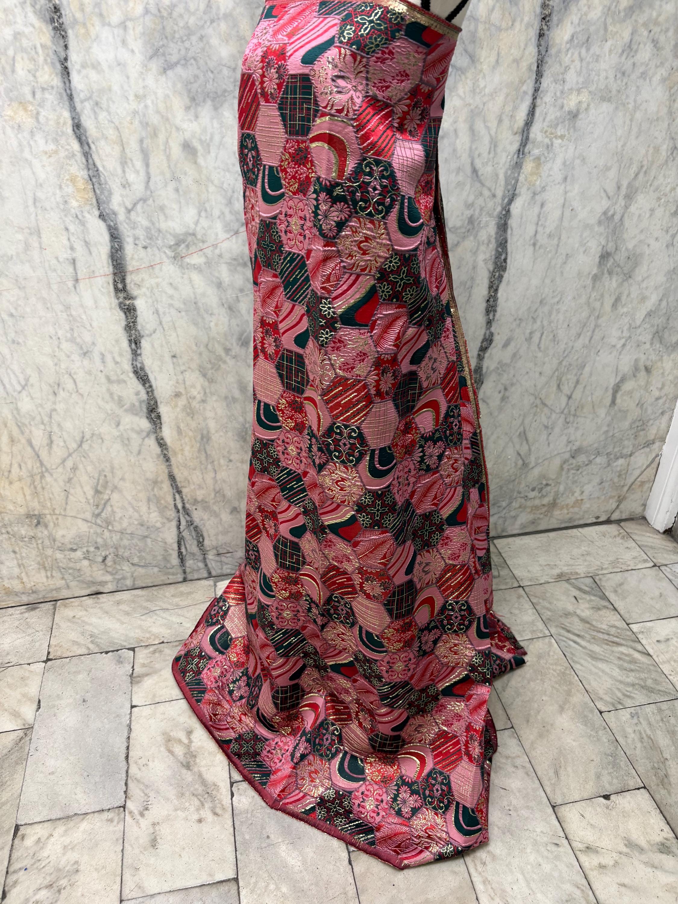 Metallic Jacquard Brocade Fabric - Red - 56" Width
