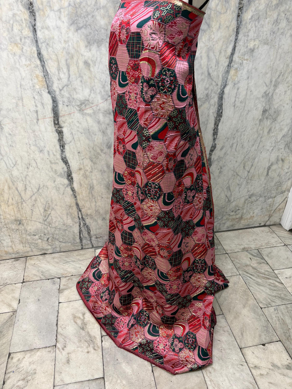 Metallic Jacquard Brocade Fabric - Red - 56" Width