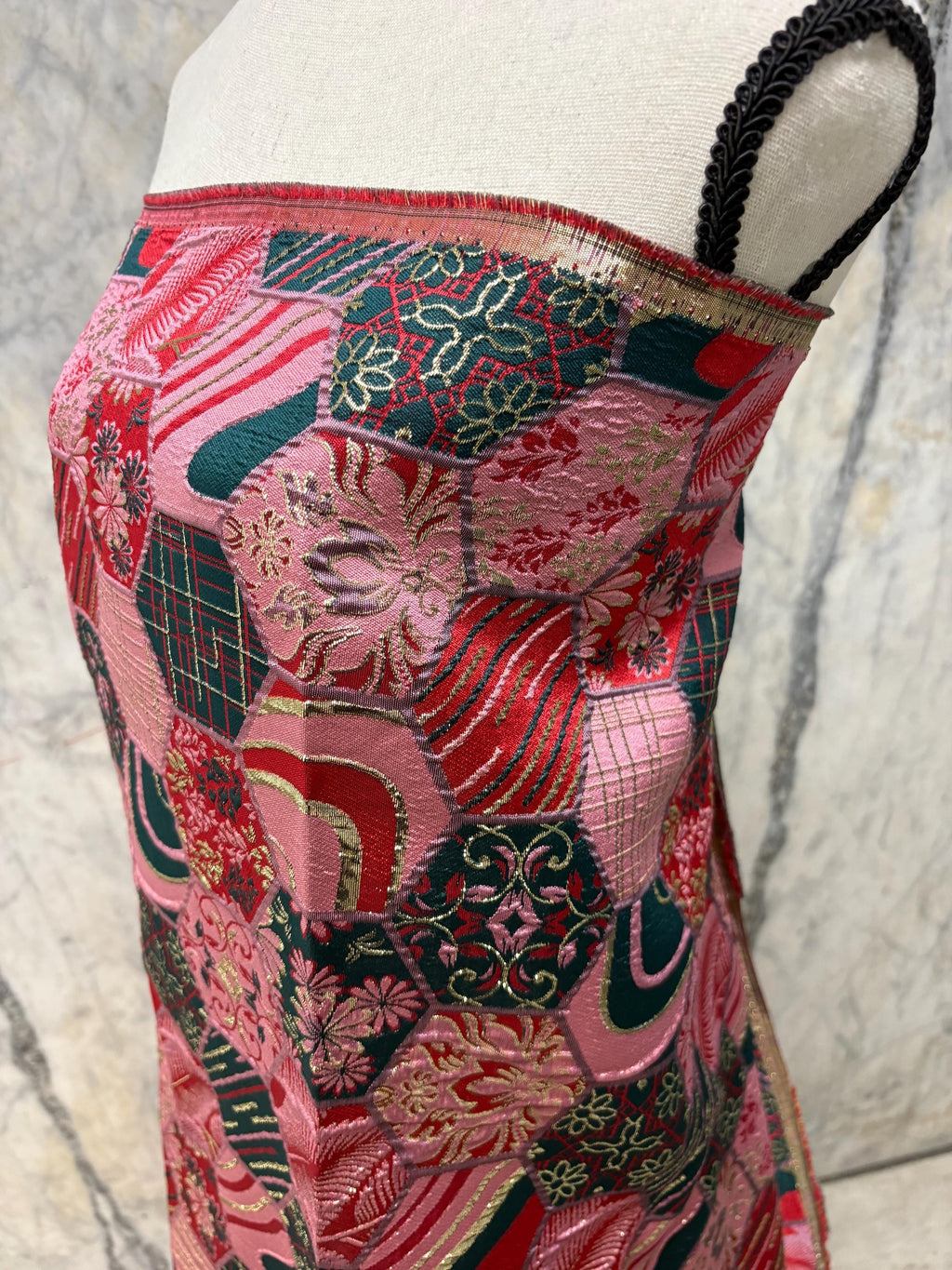 Metallic Jacquard Brocade Fabric - Red - 56" Width