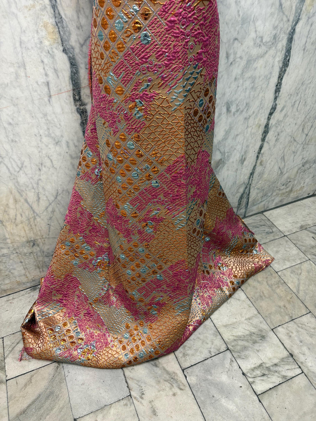 Metallic Jacquard Brocade Fabric - Fuchsia - 56" Width