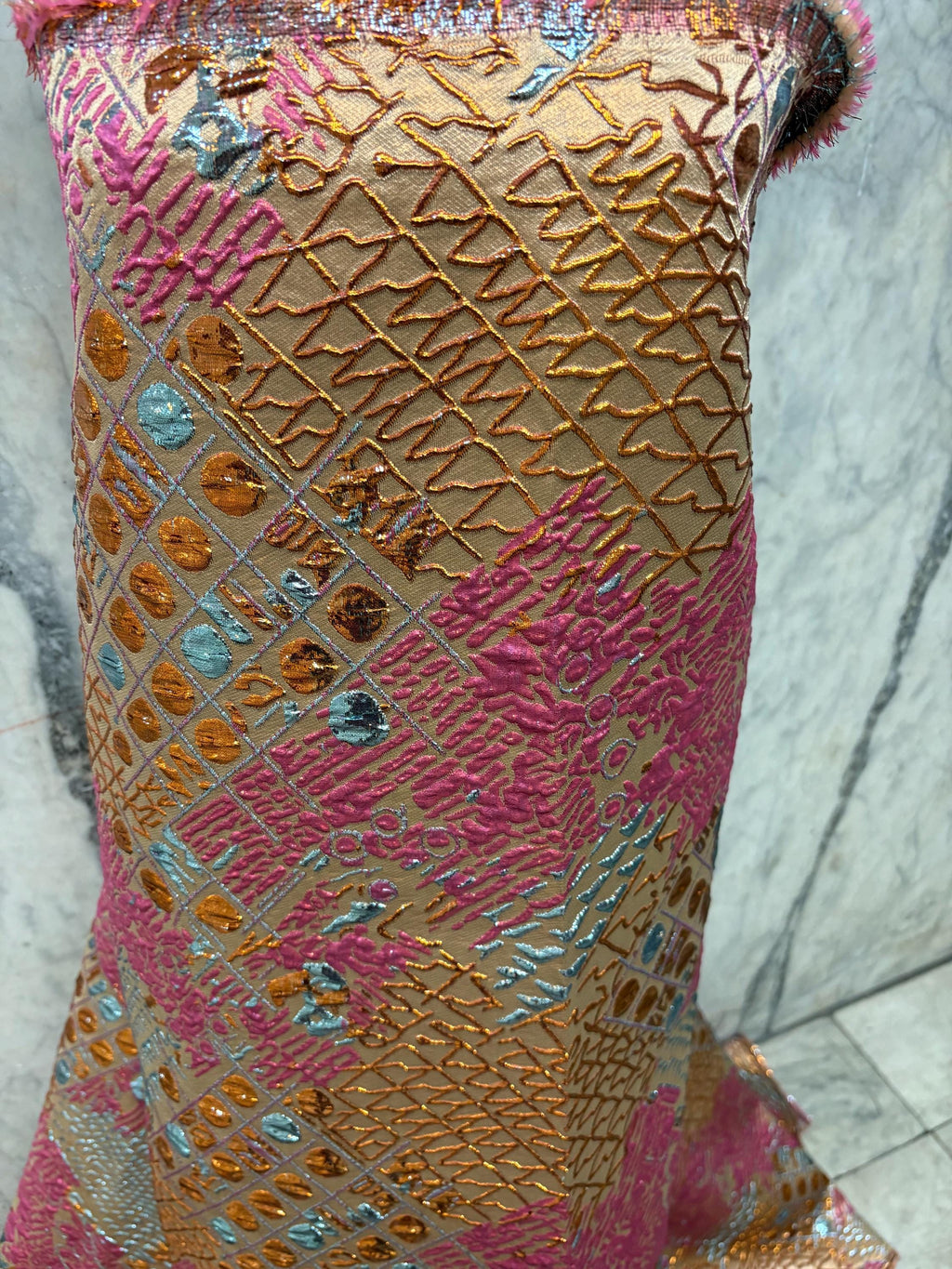 Metallic Jacquard Brocade Fabric - Fuchsia - 56" Width