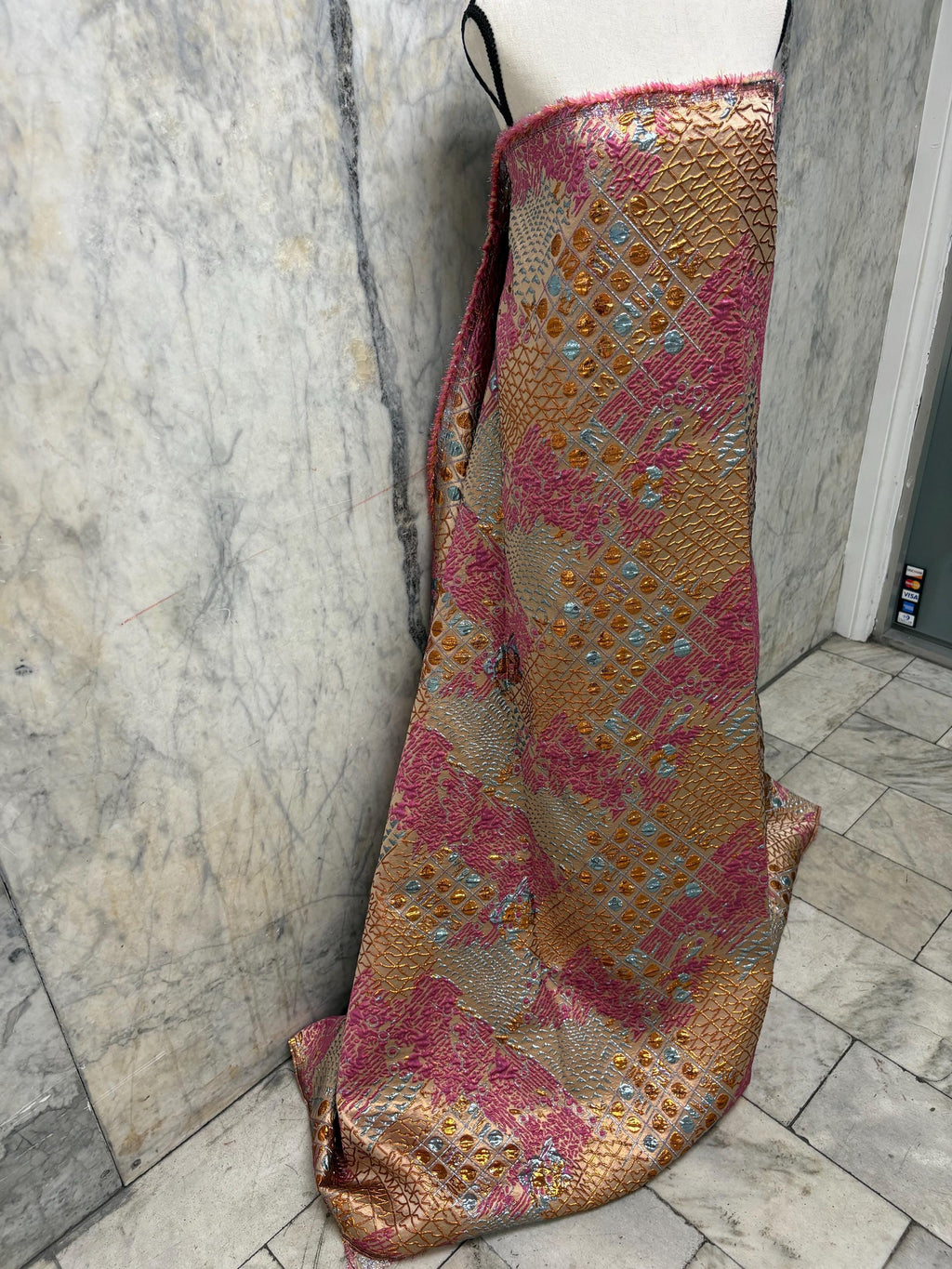 Metallic Jacquard Brocade Fabric - Fuchsia - 56" Width