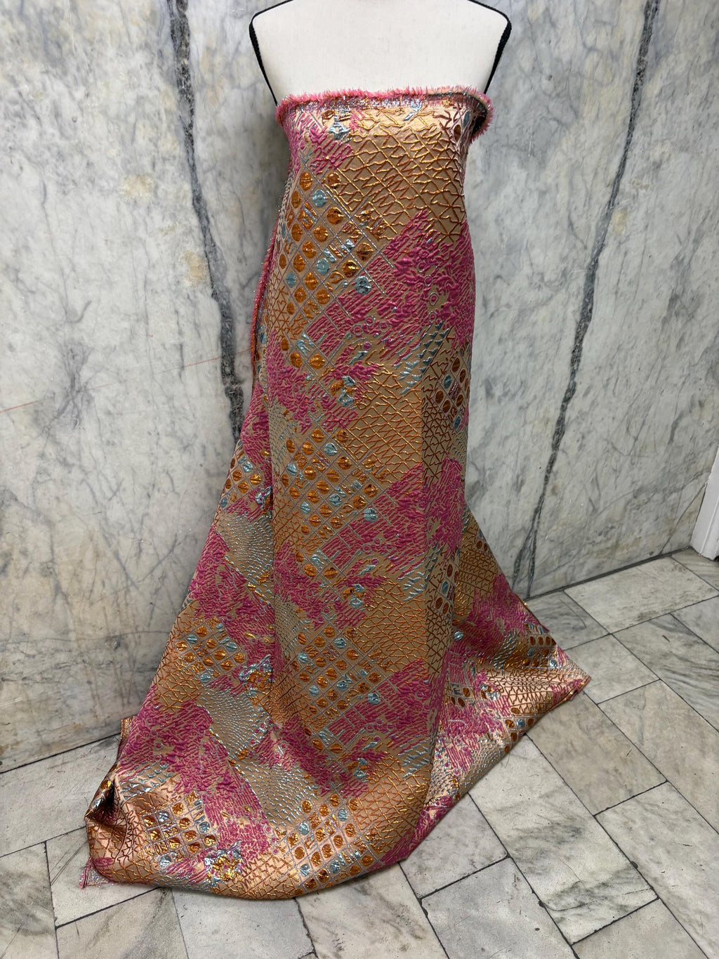 Metallic Jacquard Brocade Fabric - Fuchsia - 56" Width