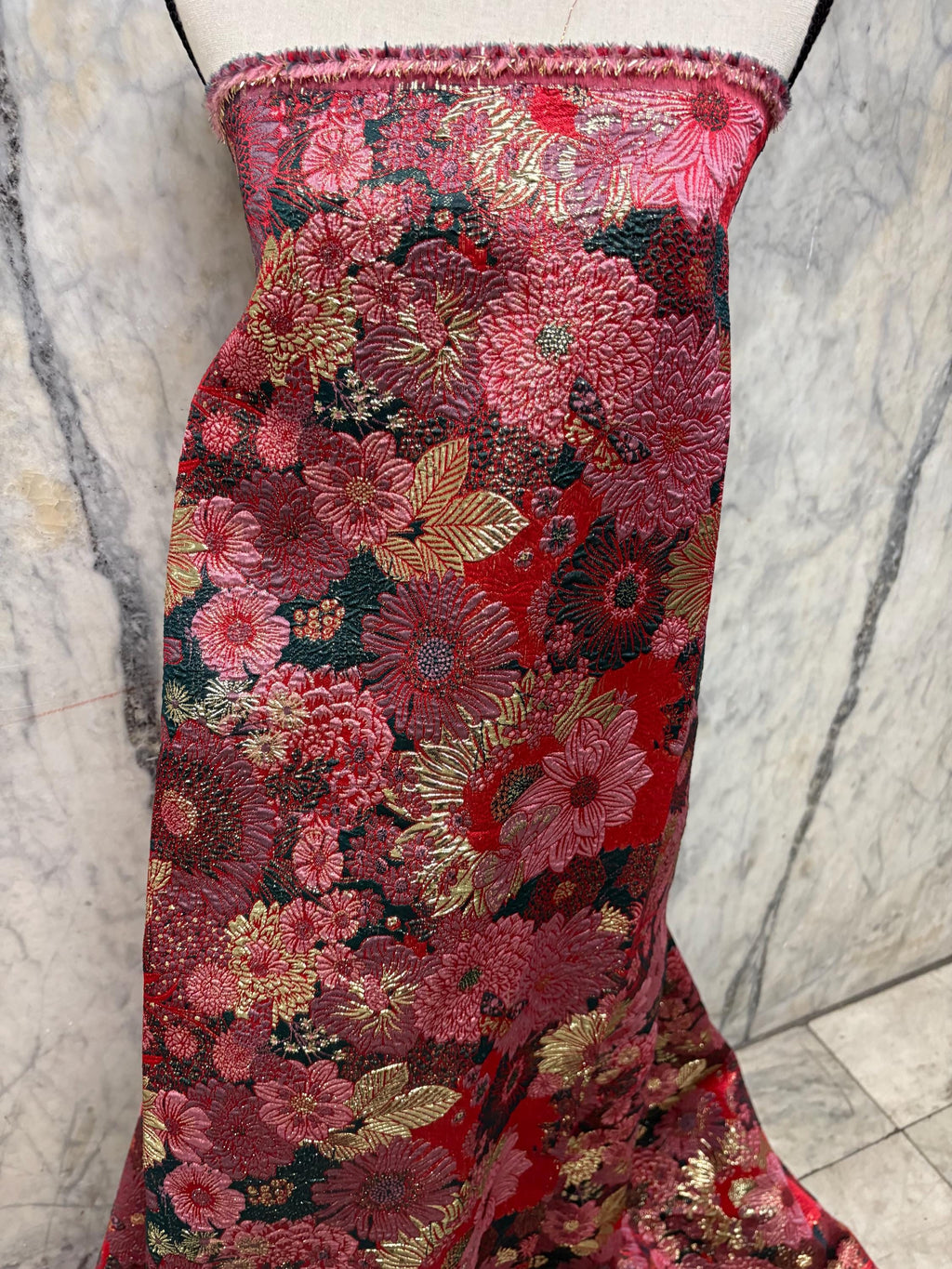 Metallic Jacquard Brocade Fabric - Forest - 56" Width