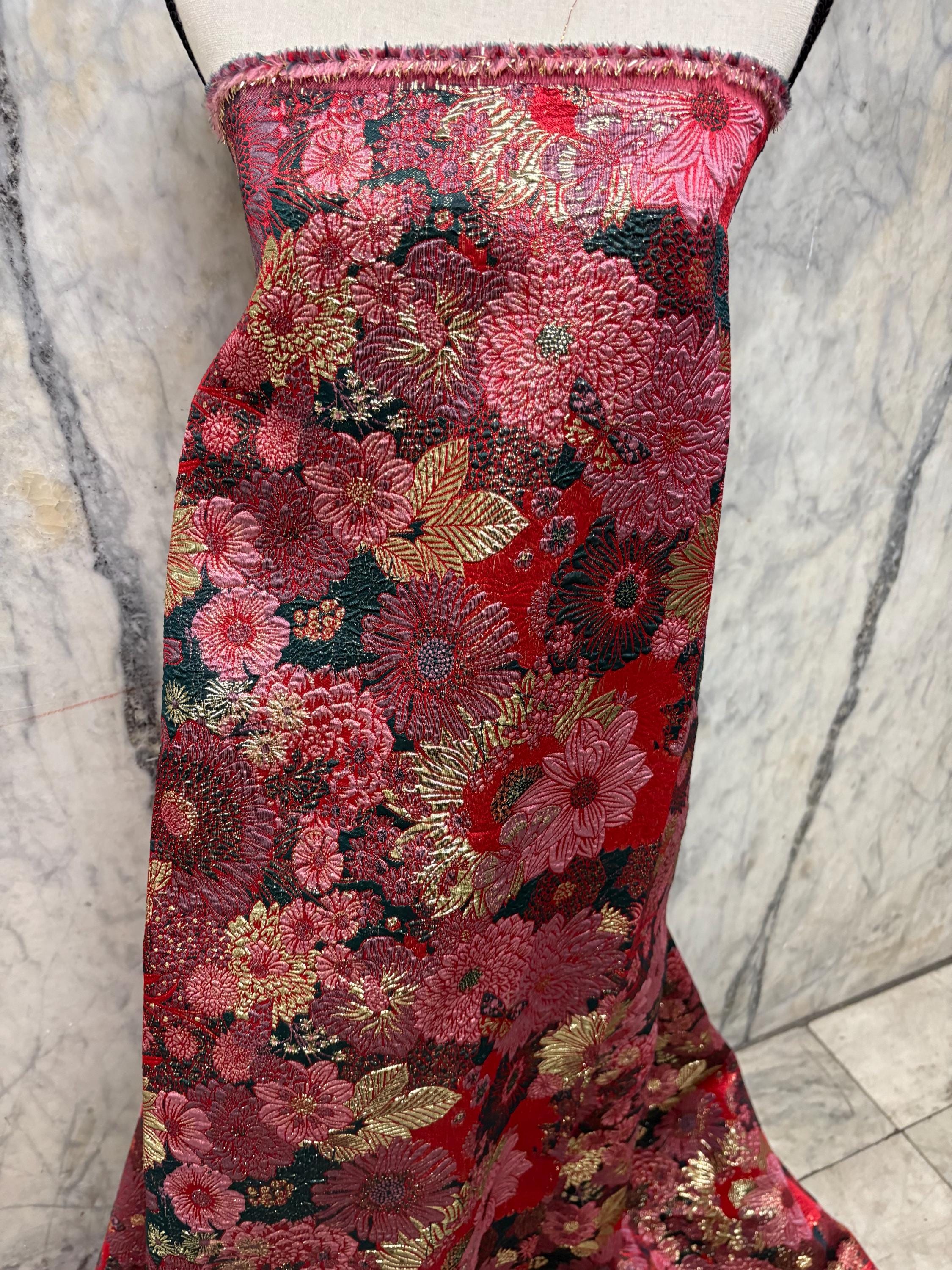 Metallic Jacquard Brocade Fabric - Forest - 56" Width