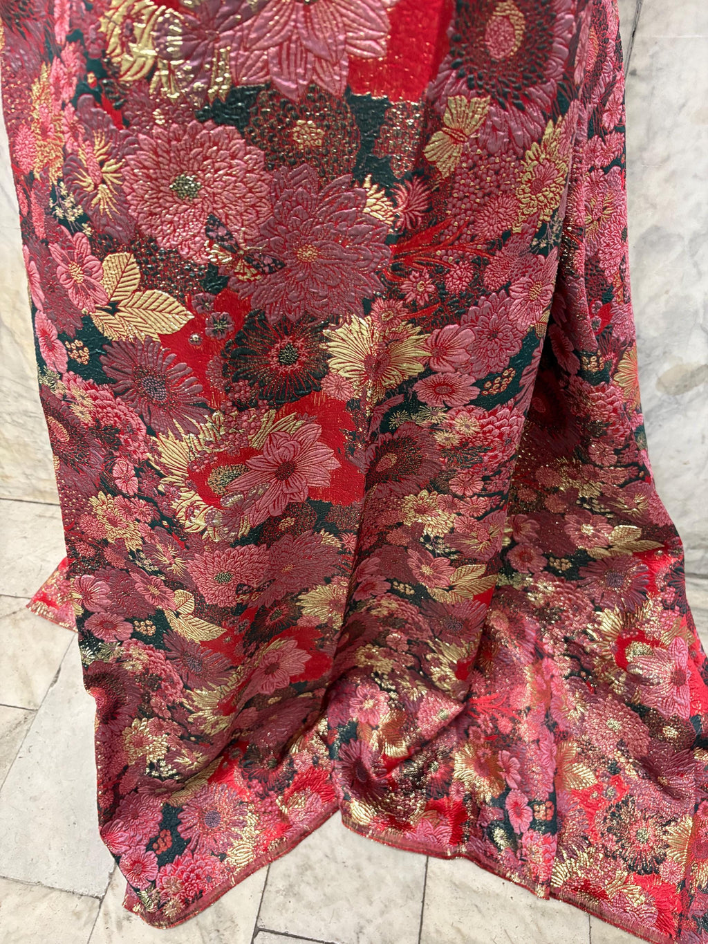 Metallic Jacquard Brocade Fabric - Forest - 56" Width