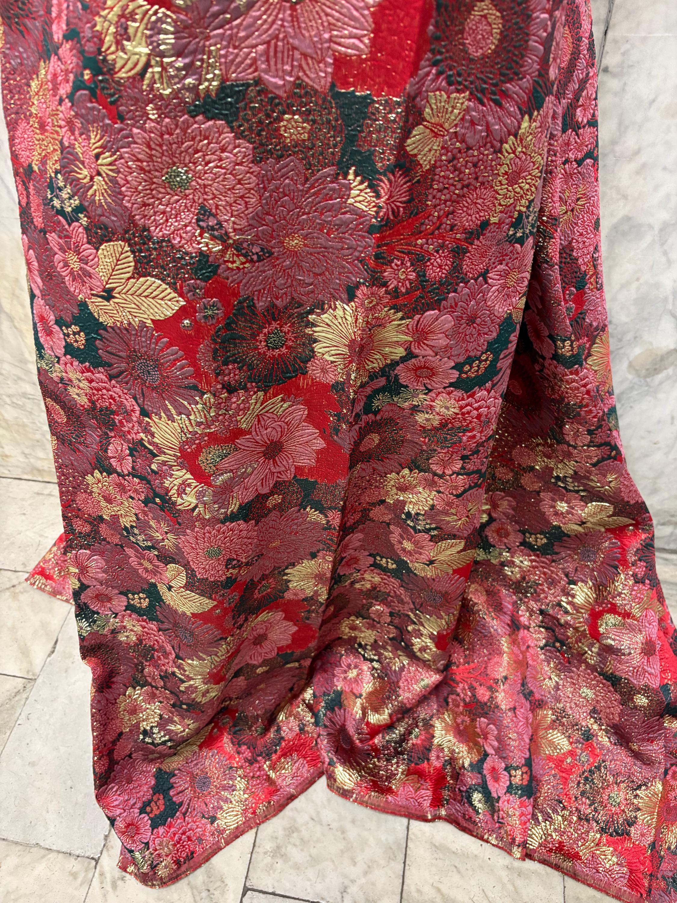 3 Yards Metallic Jacquard Brocade Fabric - Forest - 56" Width