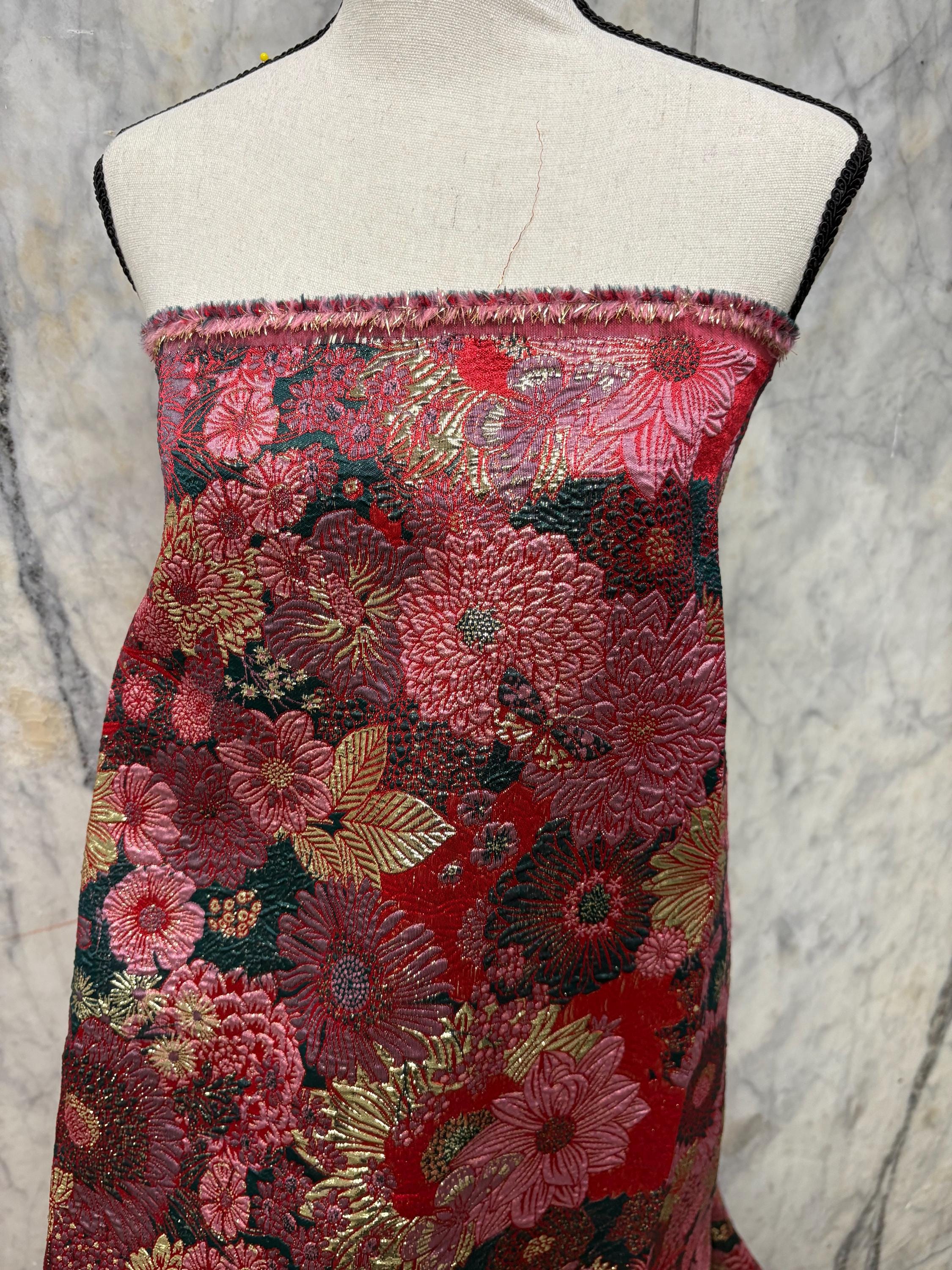 5 Yards Metallic Jacquard Brocade Fabric - Forest - 56" Width