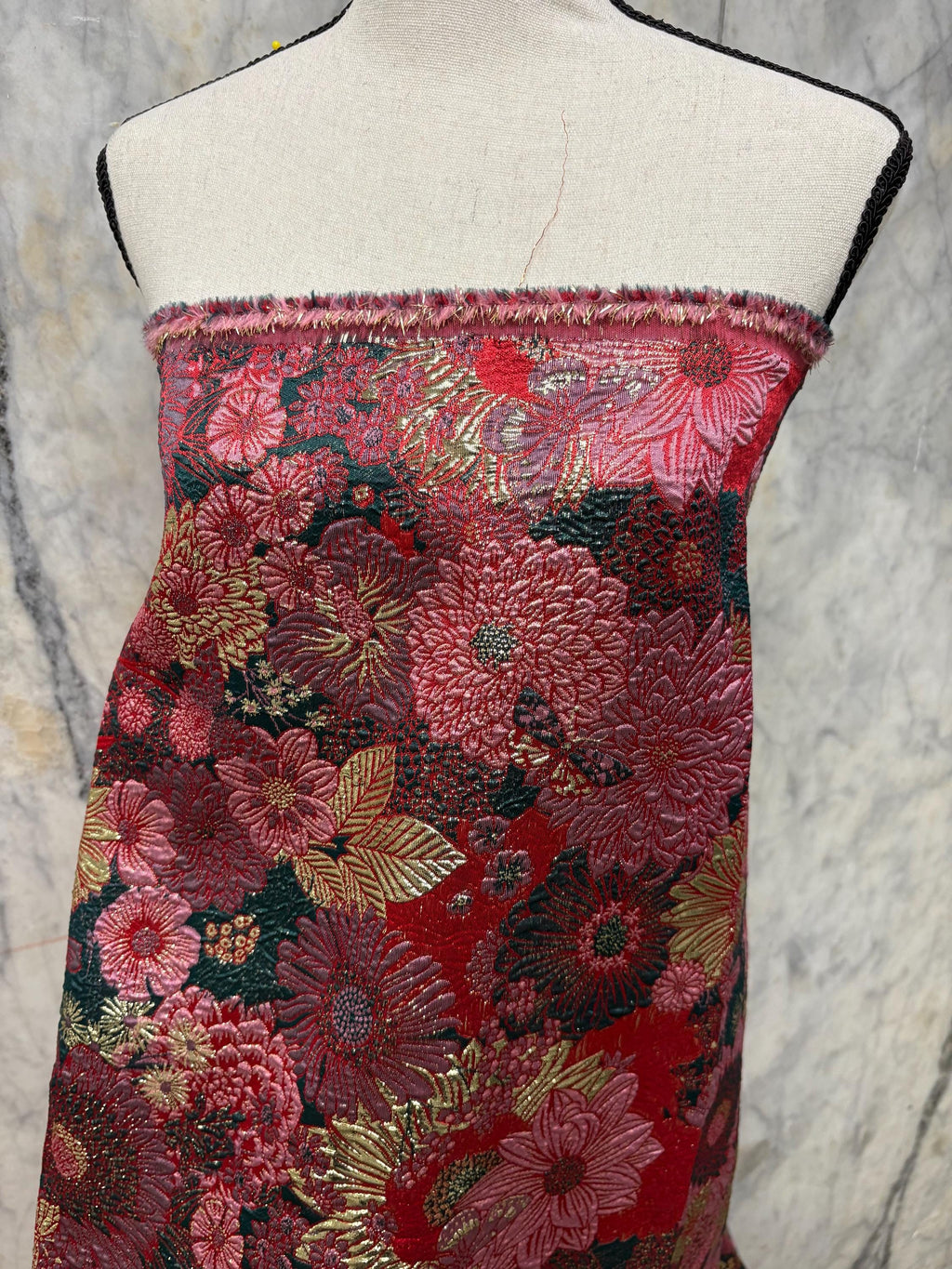 Metallic Jacquard Brocade Fabric - Forest - 56" Width