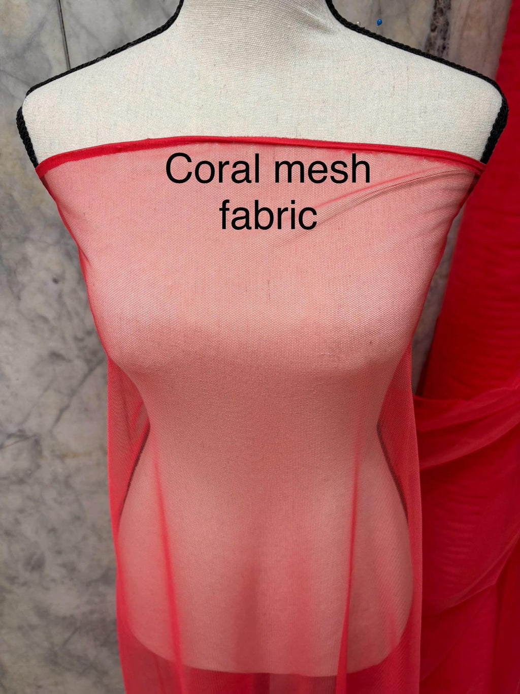 2 Yards Poly Mesh Fabric - Coral - 58" Width