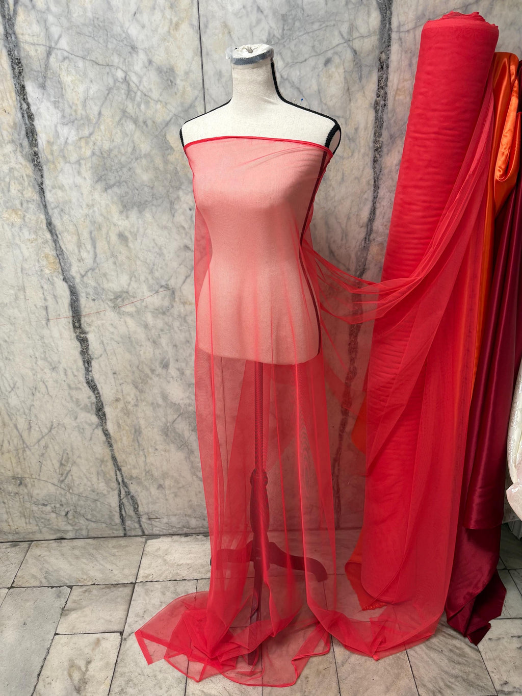 2 Yards Poly Mesh Fabric - Coral - 58" Width