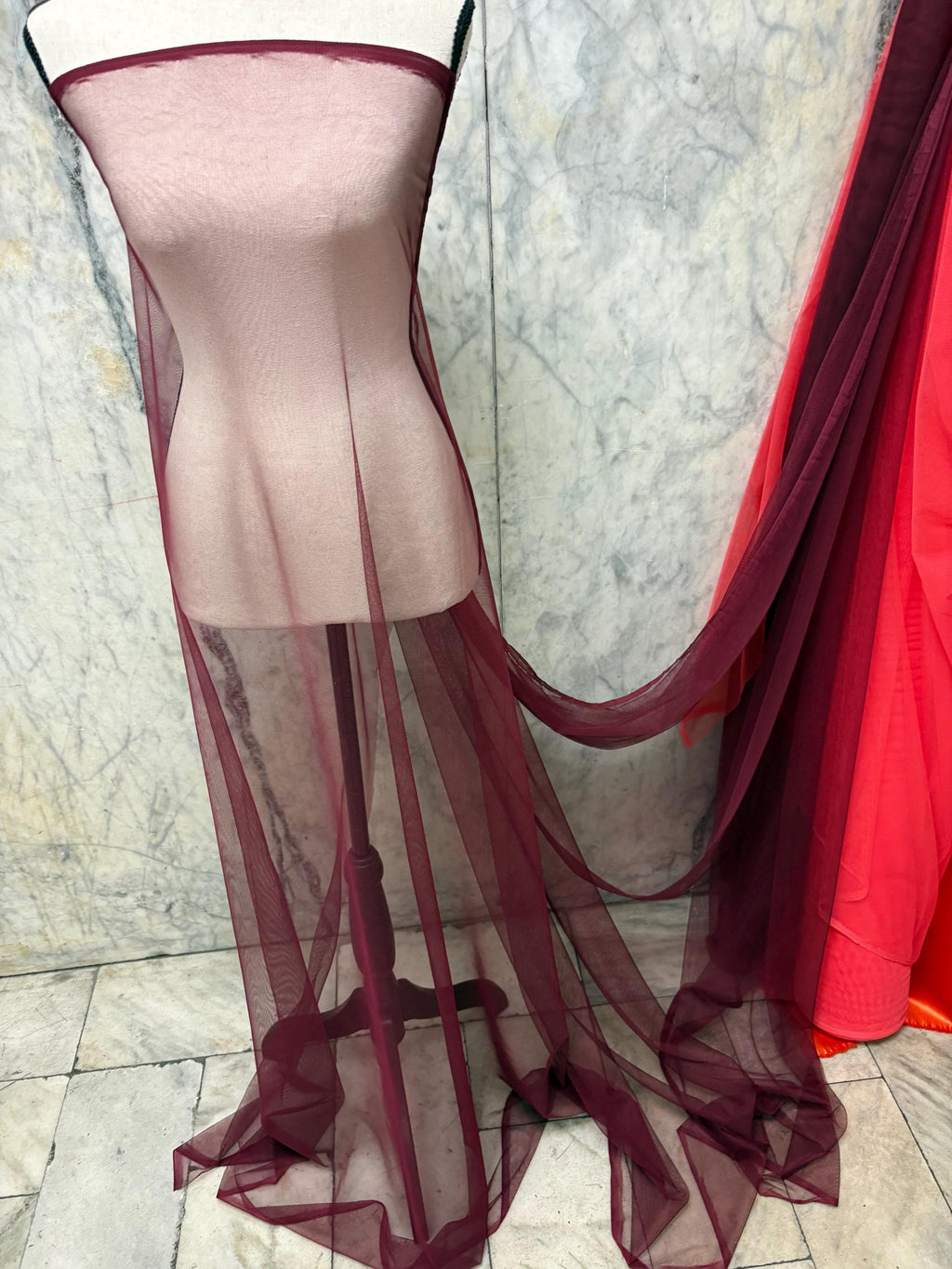 2 Yards Poly Mesh Fabric - Burgundy - 58" Width