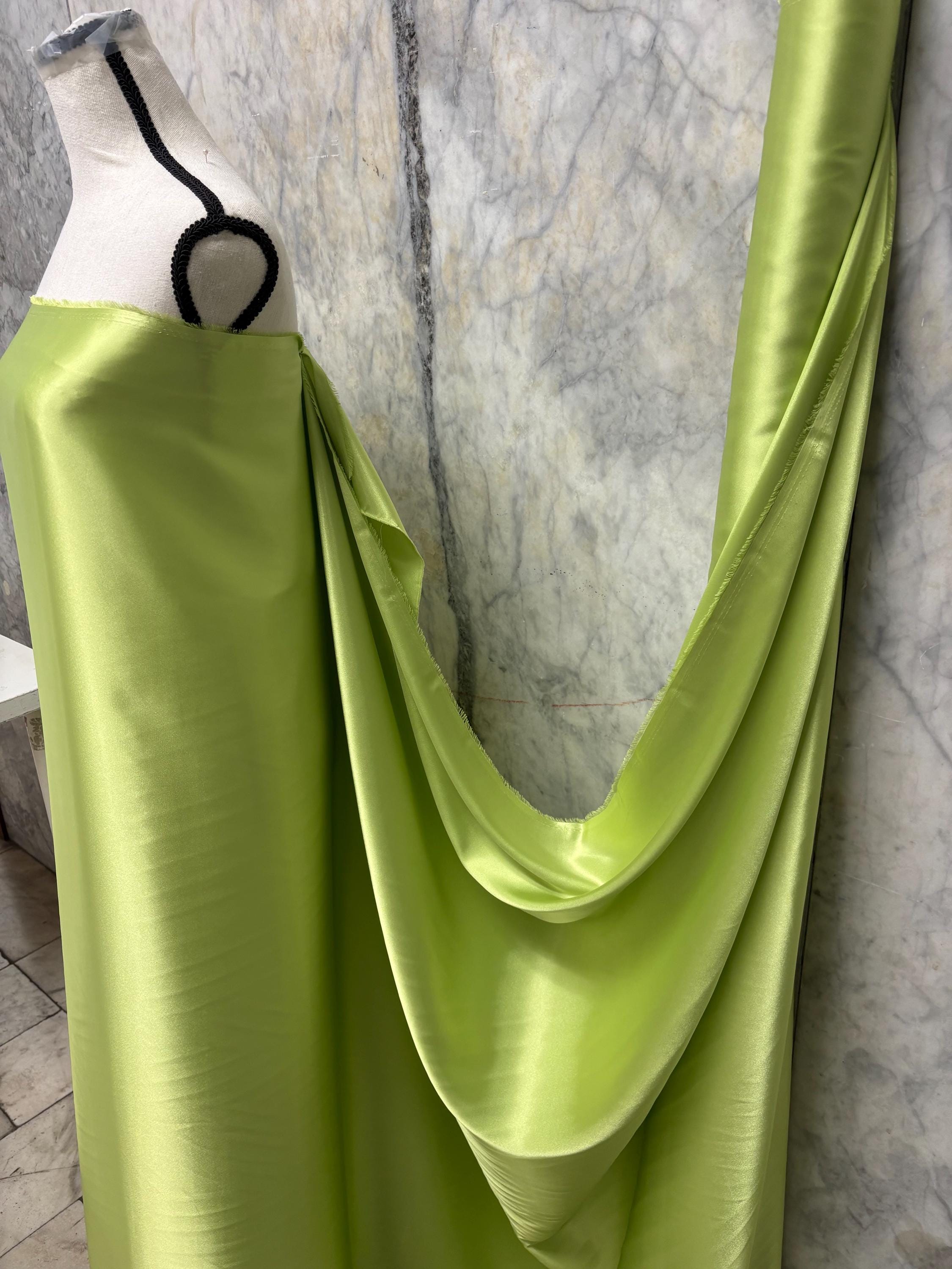 Soft Satin Charmeuse Fabric - Lime - 59" Width