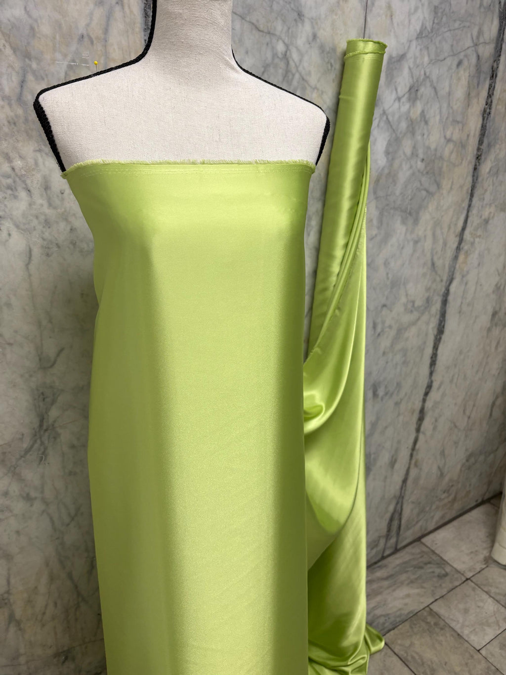 Soft Satin Charmeuse Fabric - Lime - 59" Width