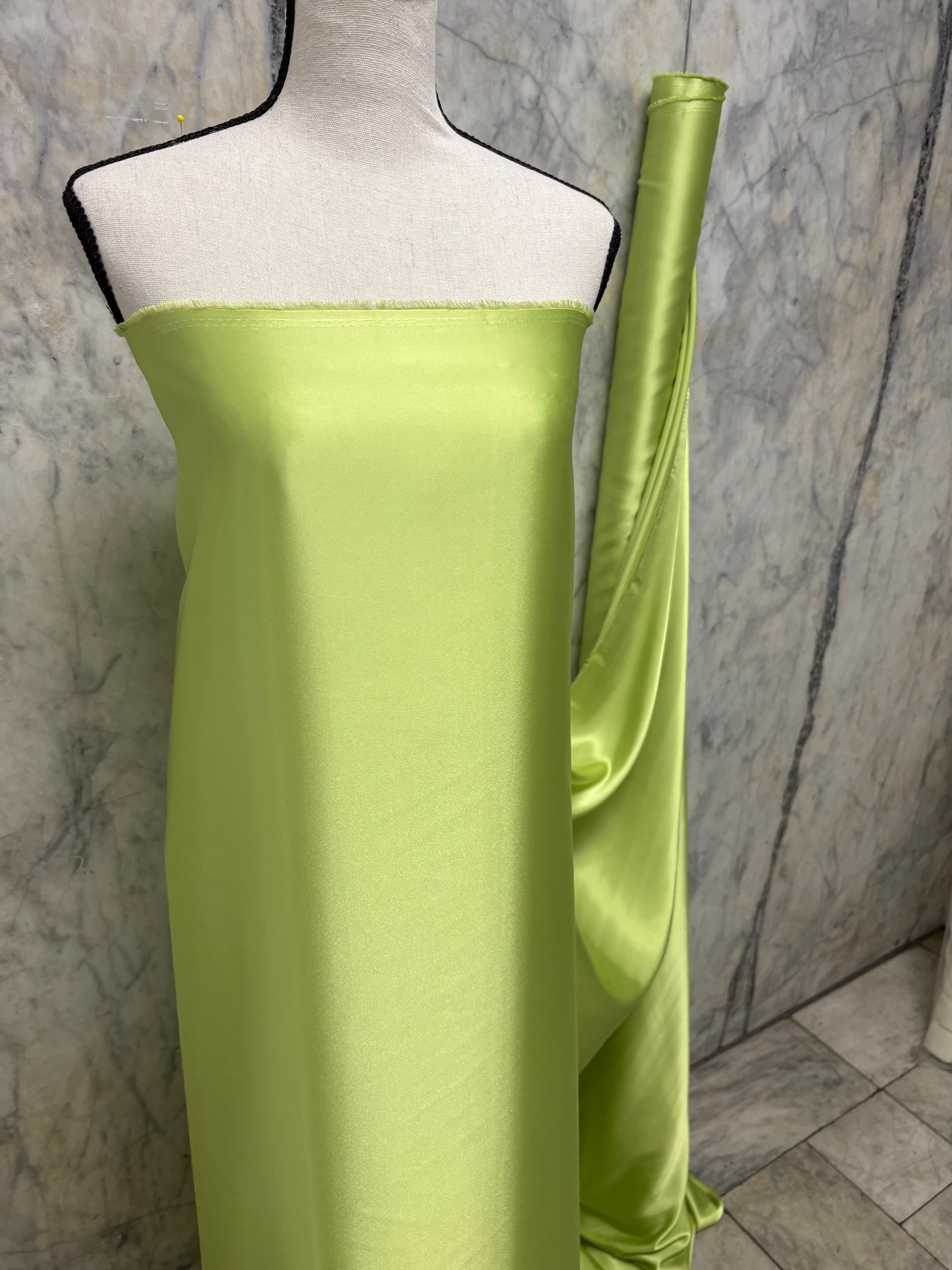 Soft Satin Charmeuse Fabric - Lime - 59" Width