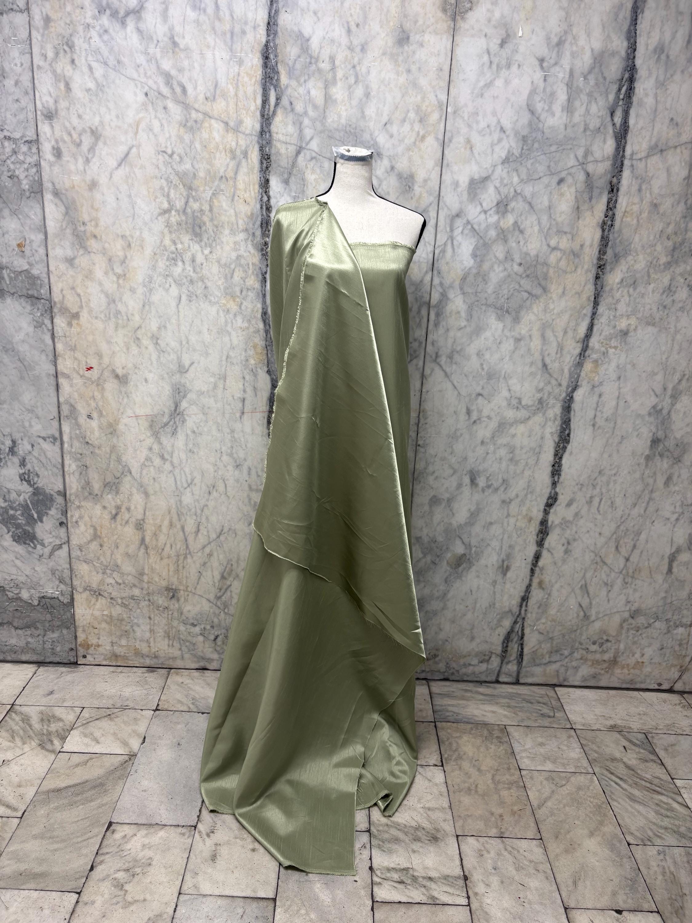 2 1/2 yards Satin Shantung Fabric - Light sage - 58" width.