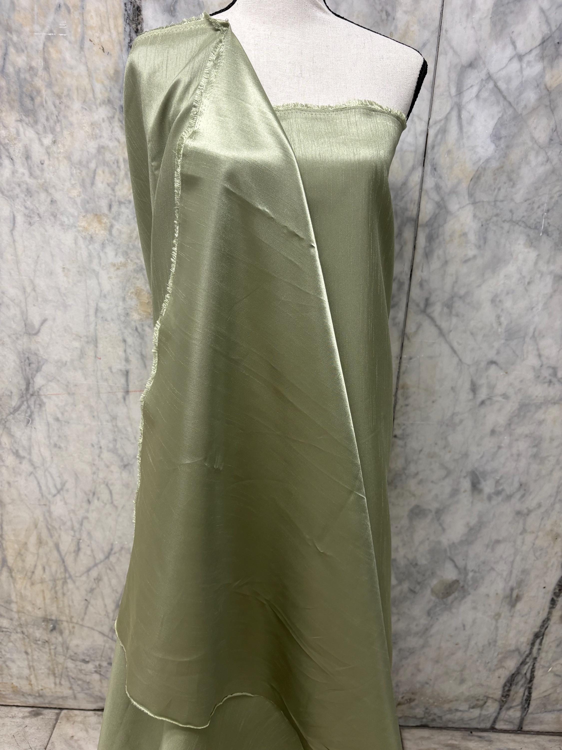 2 1/2 yards Satin Shantung Fabric - Light sage - 58" width.