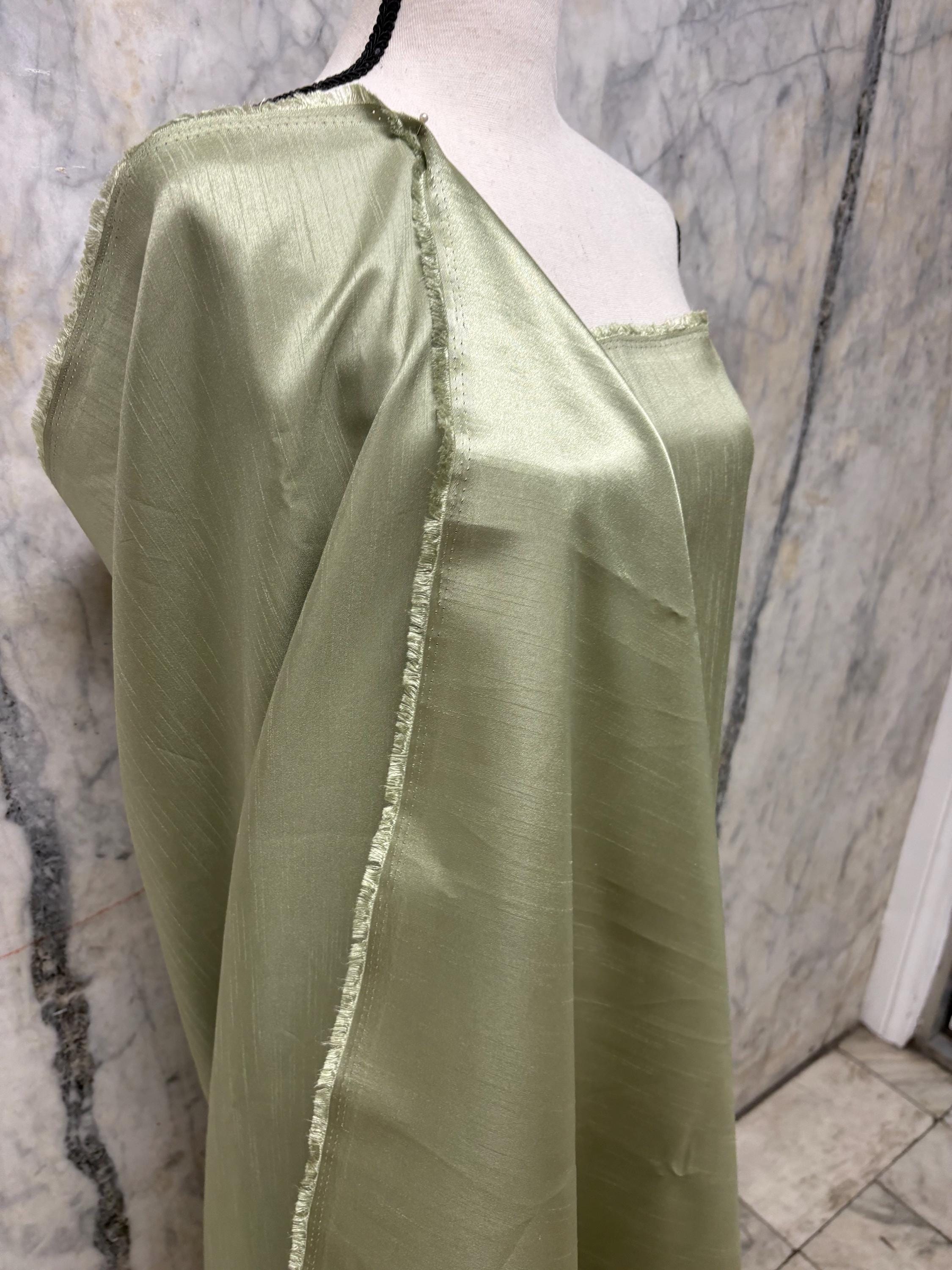2 1/2 yards Satin Shantung Fabric - Light sage - 58" width.