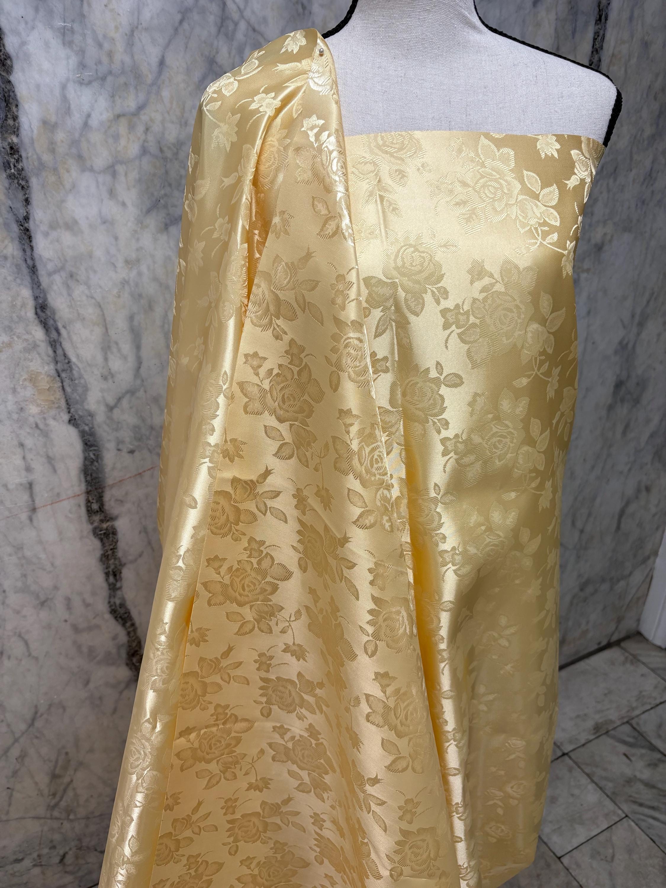 2 Yards Satin Jacquard Fabric - Gold - 58" width